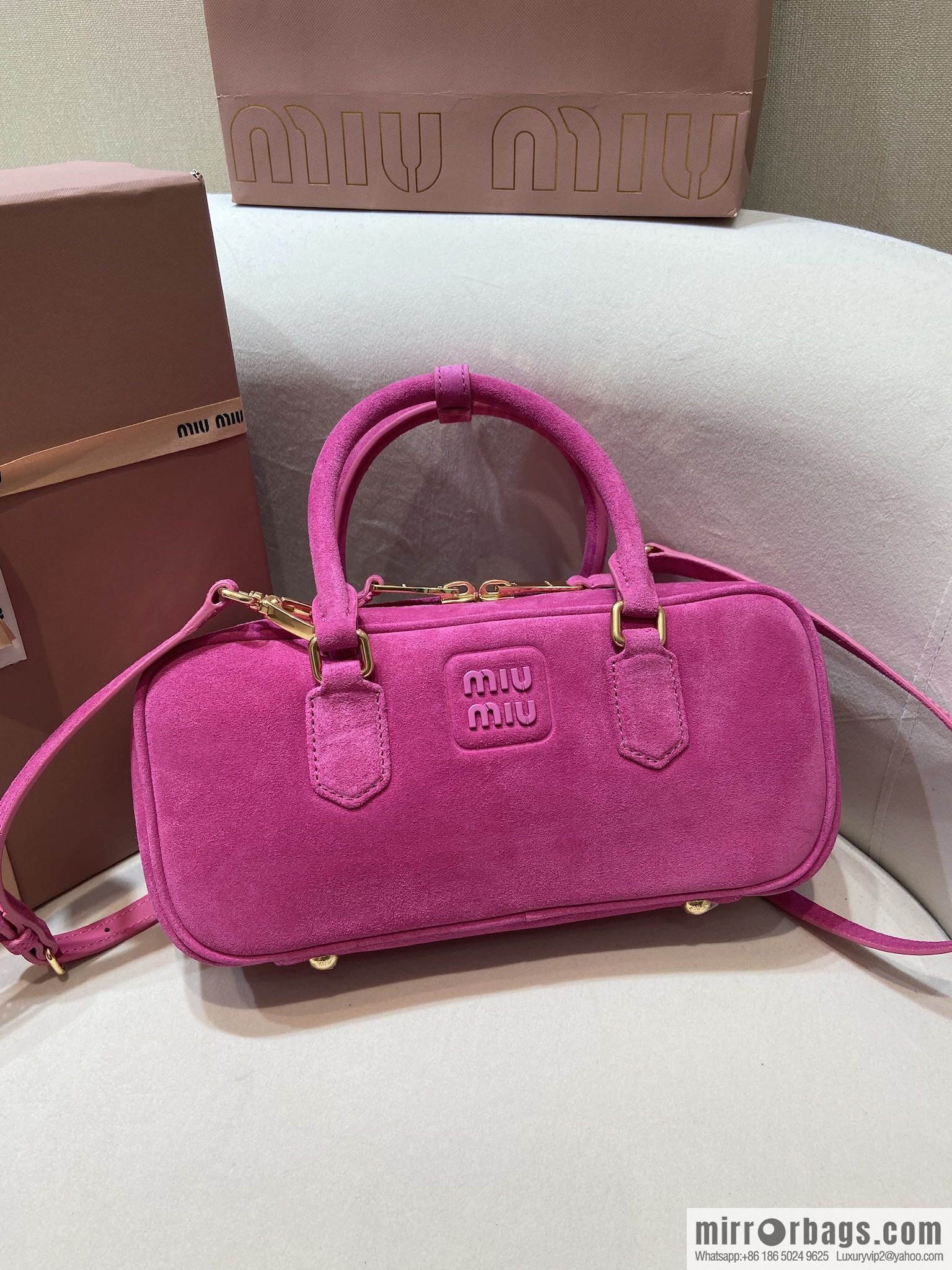 MIUMIU new bowling bag 5BB148 suede large