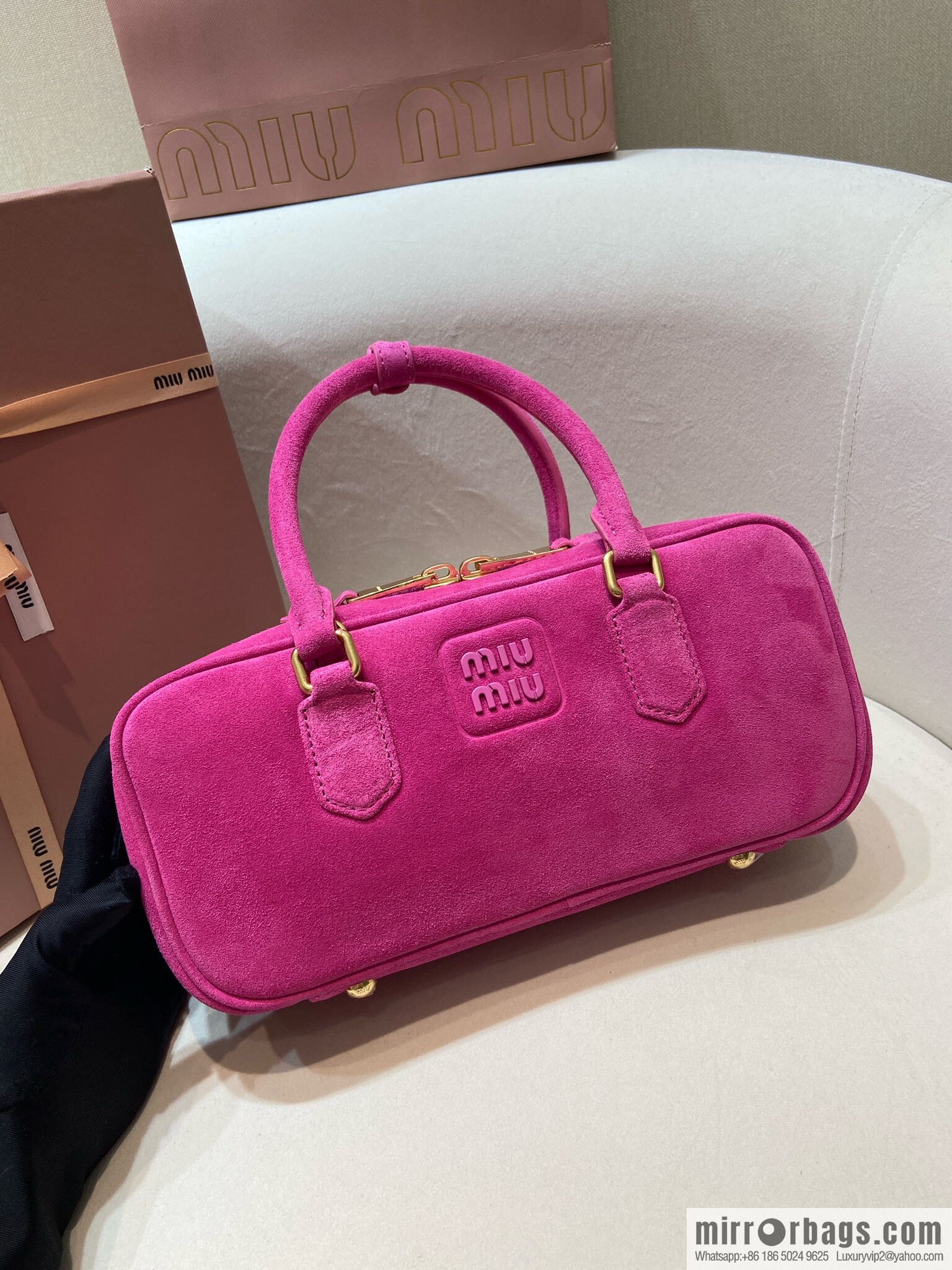 MIUMIU new bowling bag 5BB148 suede large