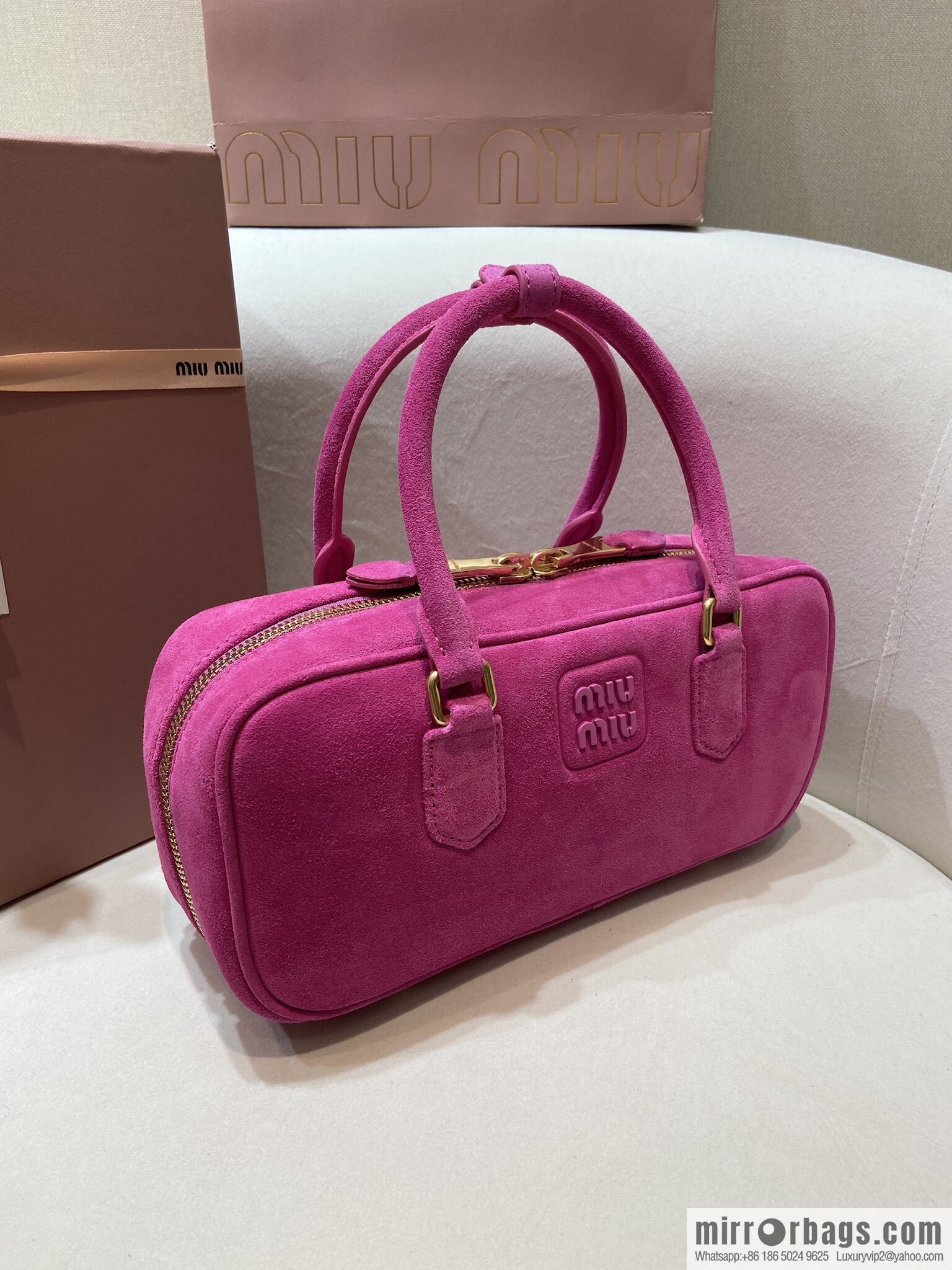 MIUMIU new bowling bag 5BB148 suede large