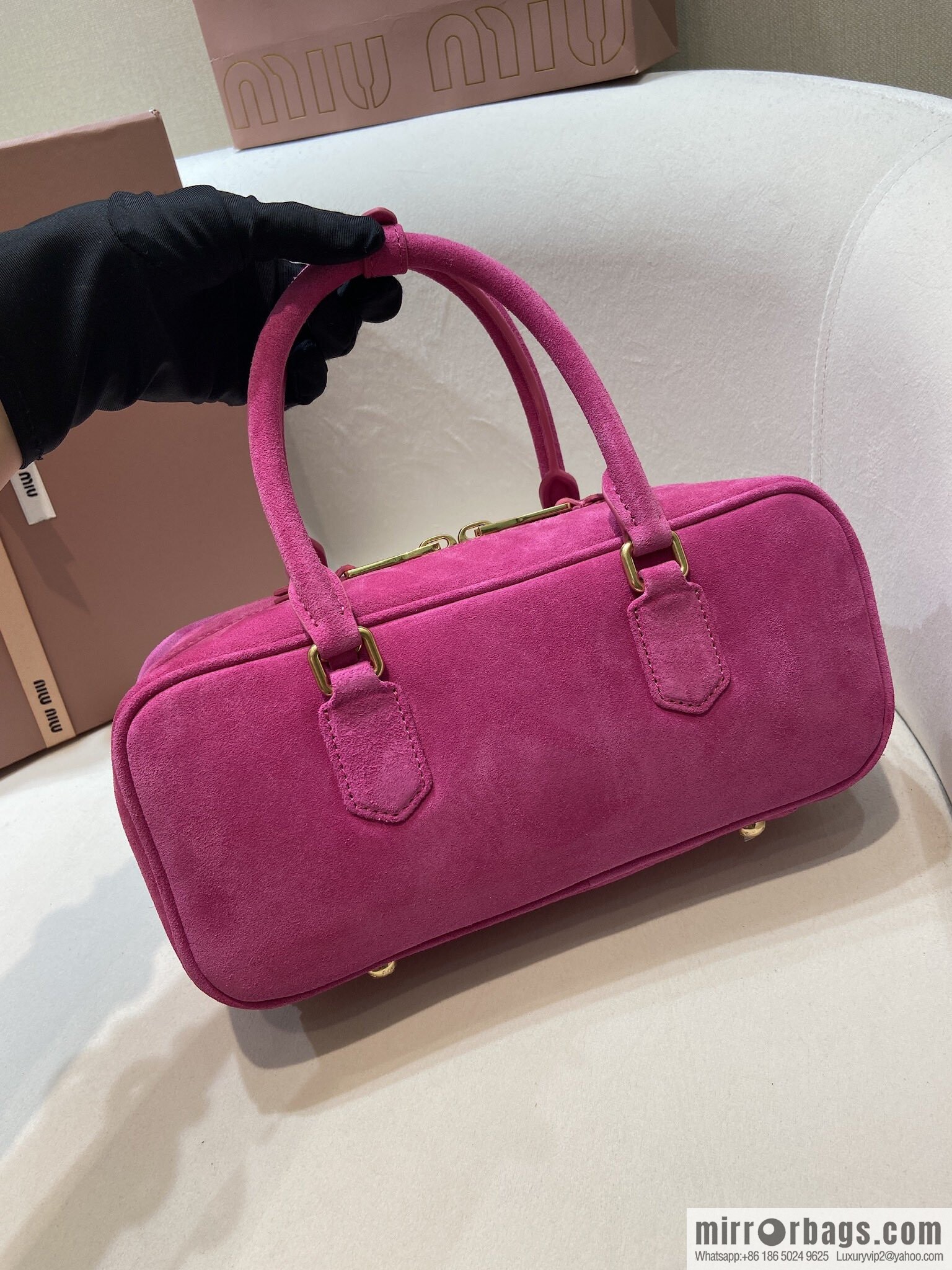 MIUMIU new bowling bag 5BB148 suede large