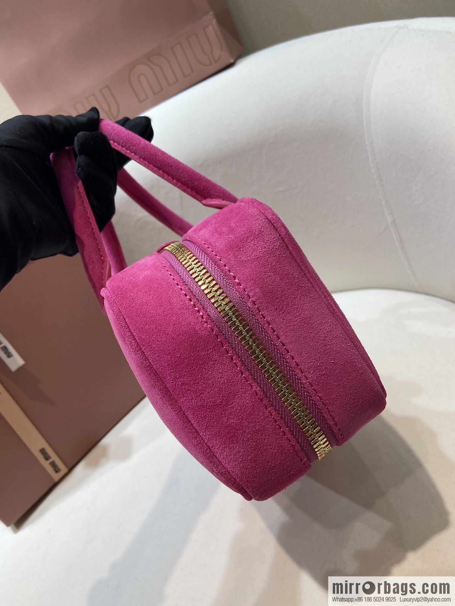 MIUMIU new bowling bag 5BB148 suede large