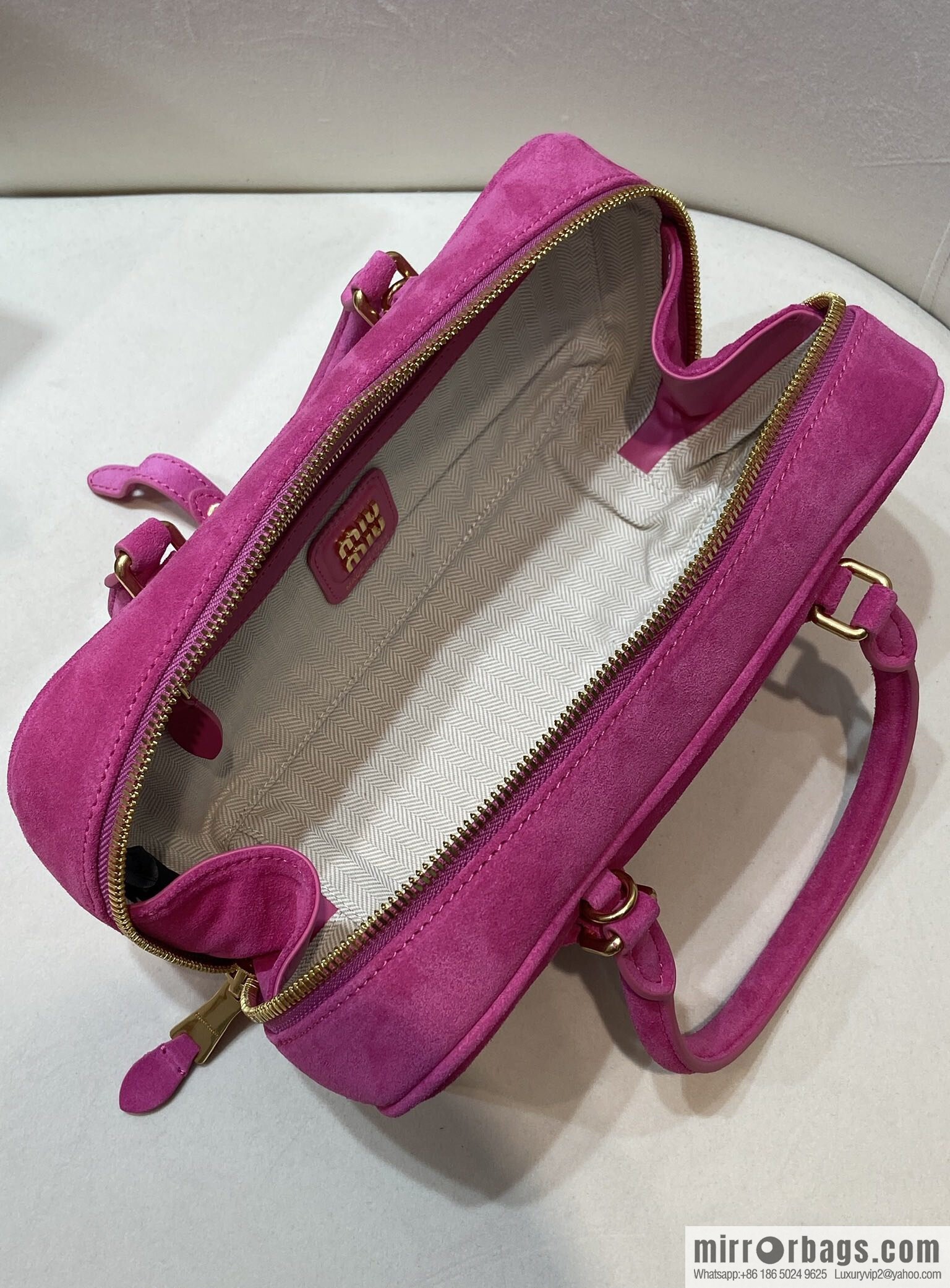 MIUMIU new bowling bag 5BB148 suede large
