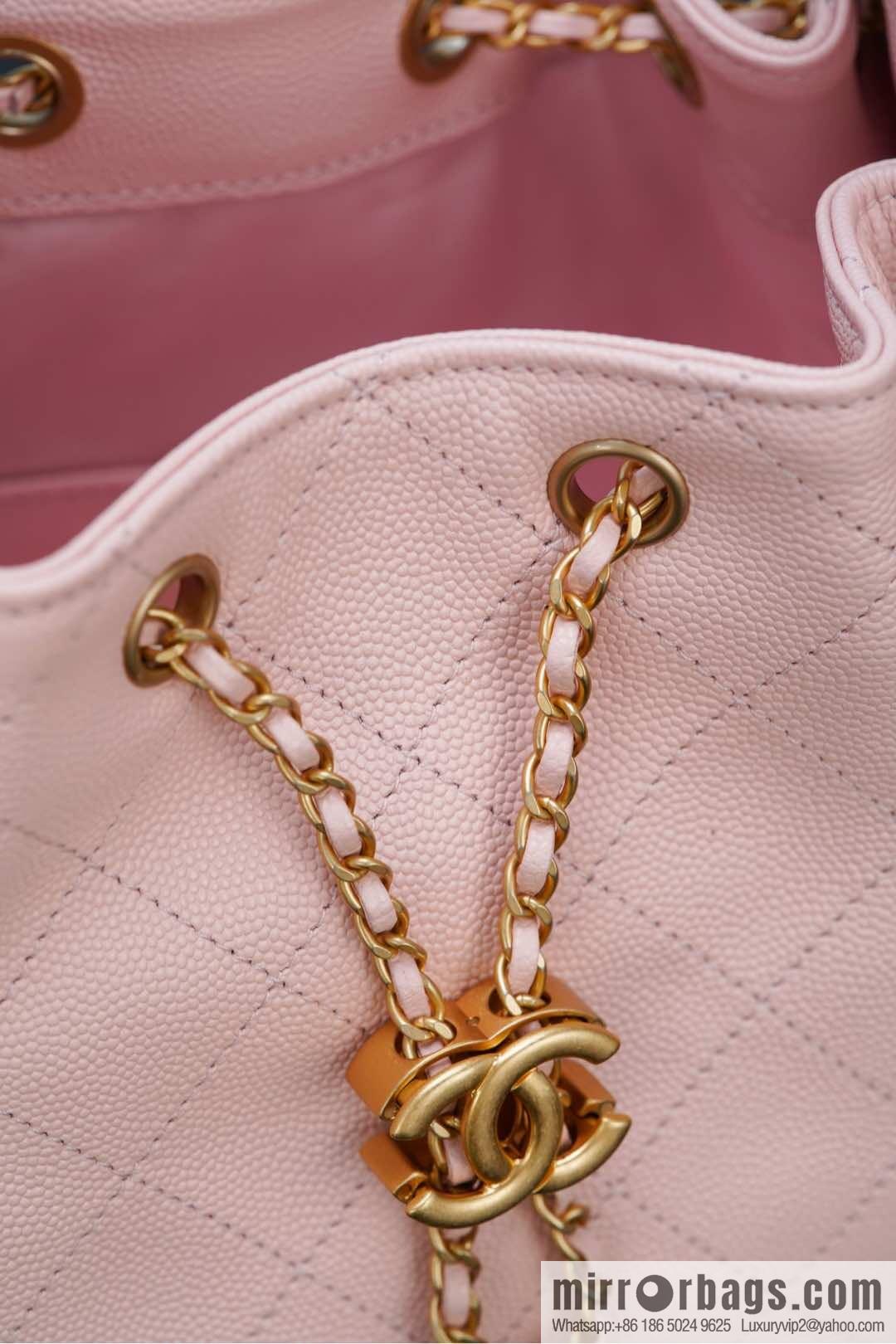𝐂𝐡𝐚𝐧𝐞𝐥 𝟐𝟓𝐬 𝐬𝐦𝐚𝐥𝐥 𝐡𝐨𝐛𝐨 Drawstring Bucket Bag, Pink, Small AS5293