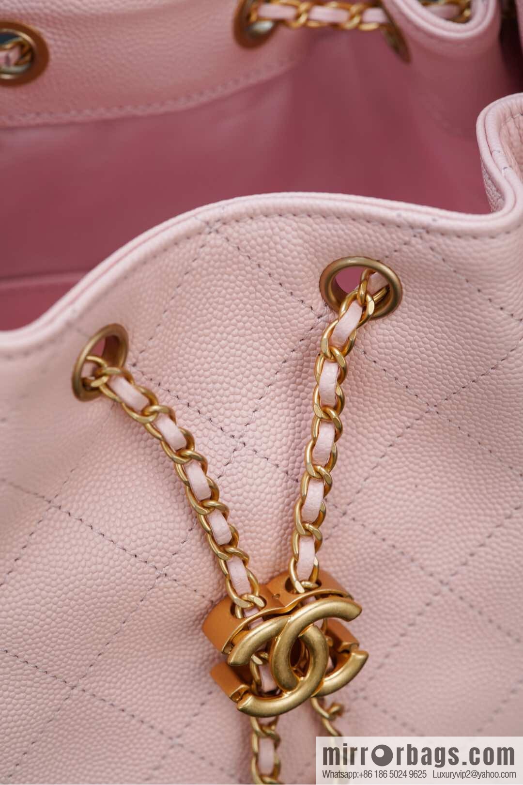 𝐂𝐡𝐚𝐧𝐞𝐥 𝟐𝟓𝐬 𝐬𝐦𝐚𝐥𝐥 𝐡𝐨𝐛𝐨 Drawstring Bucket Bag, Pink, Small AS5293