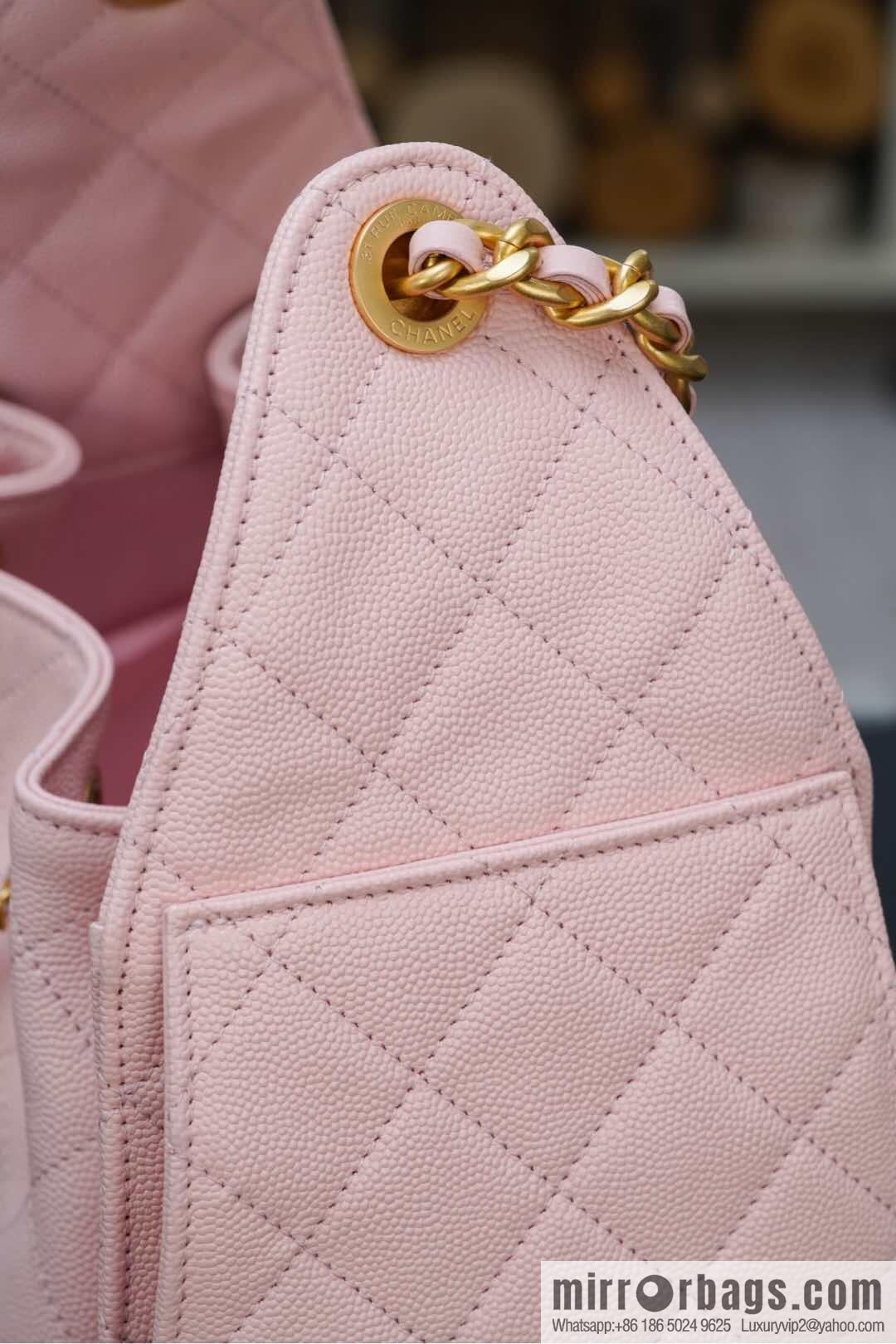 𝐂𝐡𝐚𝐧𝐞𝐥 𝟐𝟓𝐬 𝐬𝐦𝐚𝐥𝐥 𝐡𝐨𝐛𝐨 Drawstring Bucket Bag, Pink, Small AS5293