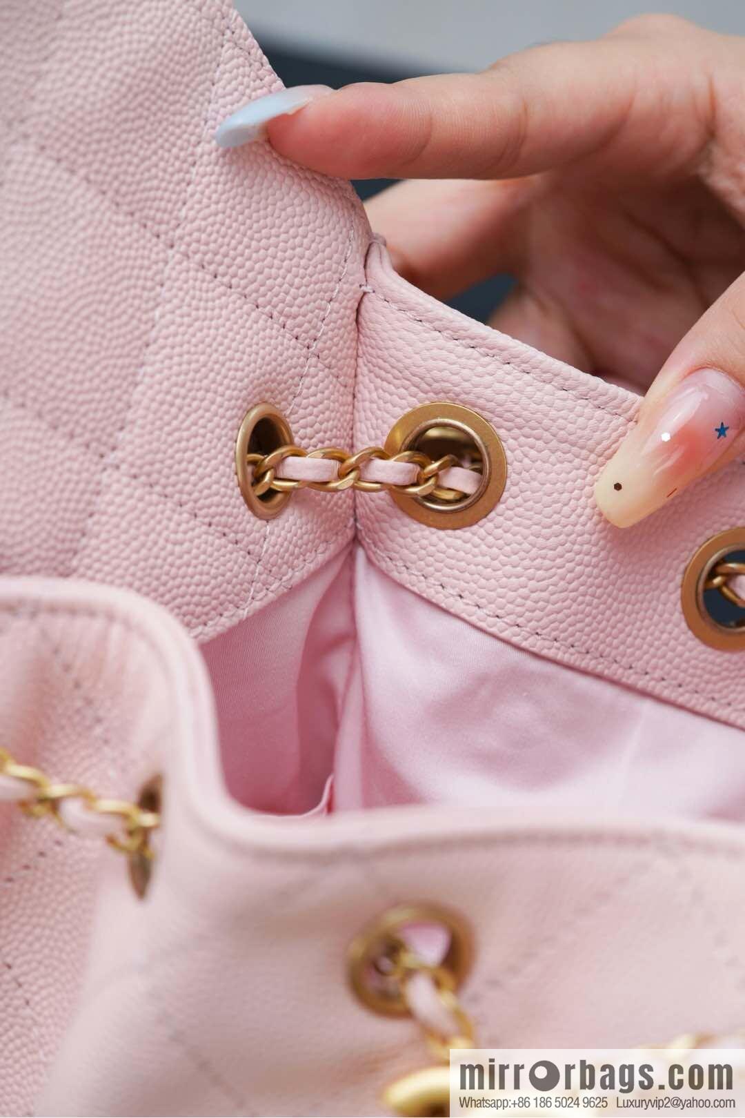 𝐂𝐡𝐚𝐧𝐞𝐥 𝟐𝟓𝐬 𝐬𝐦𝐚𝐥𝐥 𝐡𝐨𝐛𝐨 Drawstring Bucket Bag, Pink, Small AS5293