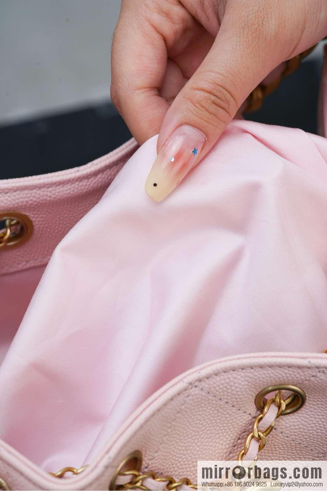 𝐂𝐡𝐚𝐧𝐞𝐥 𝟐𝟓𝐬 𝐬𝐦𝐚𝐥𝐥 𝐡𝐨𝐛𝐨 Drawstring Bucket Bag, Pink, Small AS5293