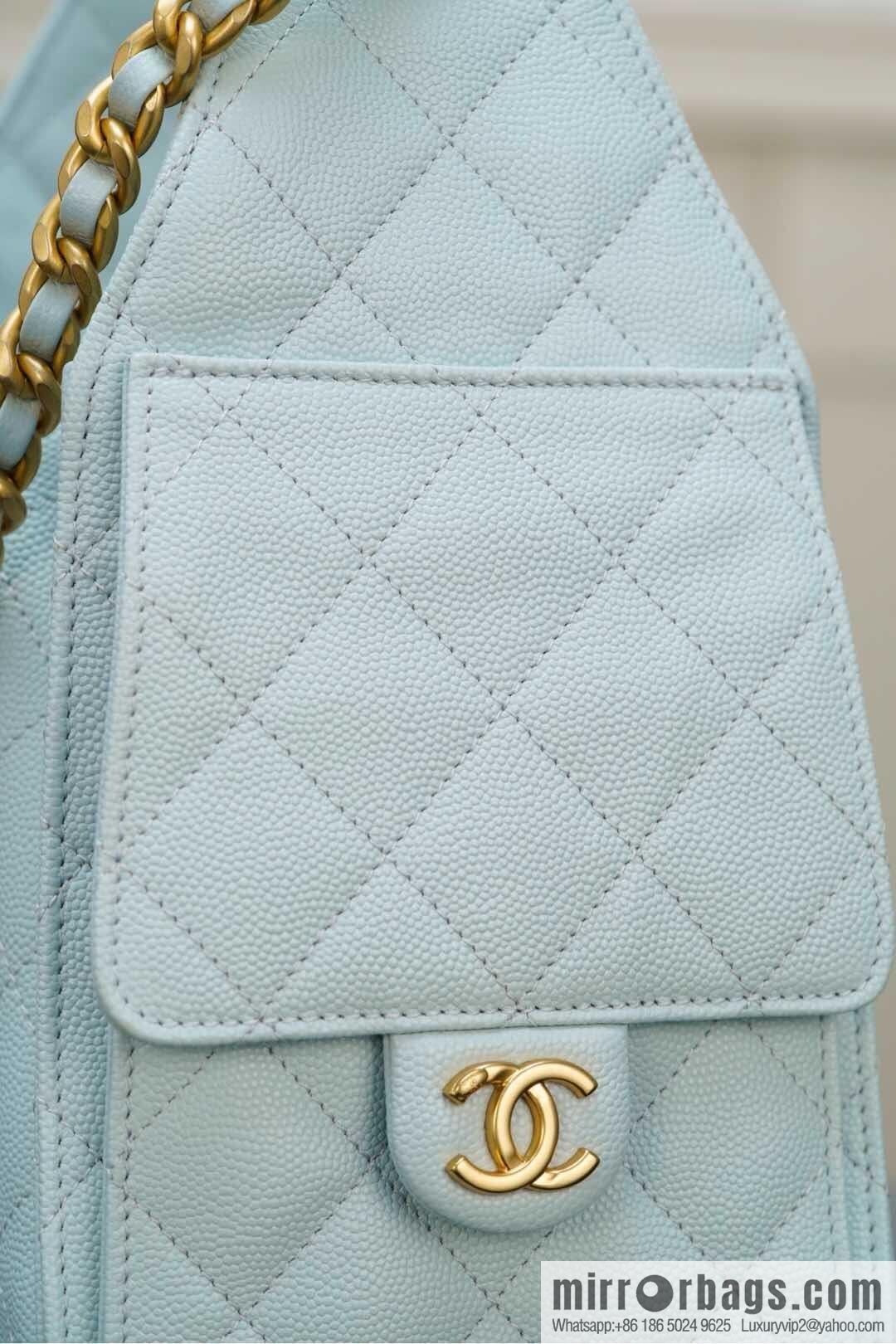 𝐂𝐡𝐚𝐧𝐞𝐥 𝟐𝟓𝐬 𝐬𝐦𝐚𝐥𝐥 𝐡𝐨𝐛𝐨 Drawstring Bucket Bag, Tiffany Blue 💙 S AS5293