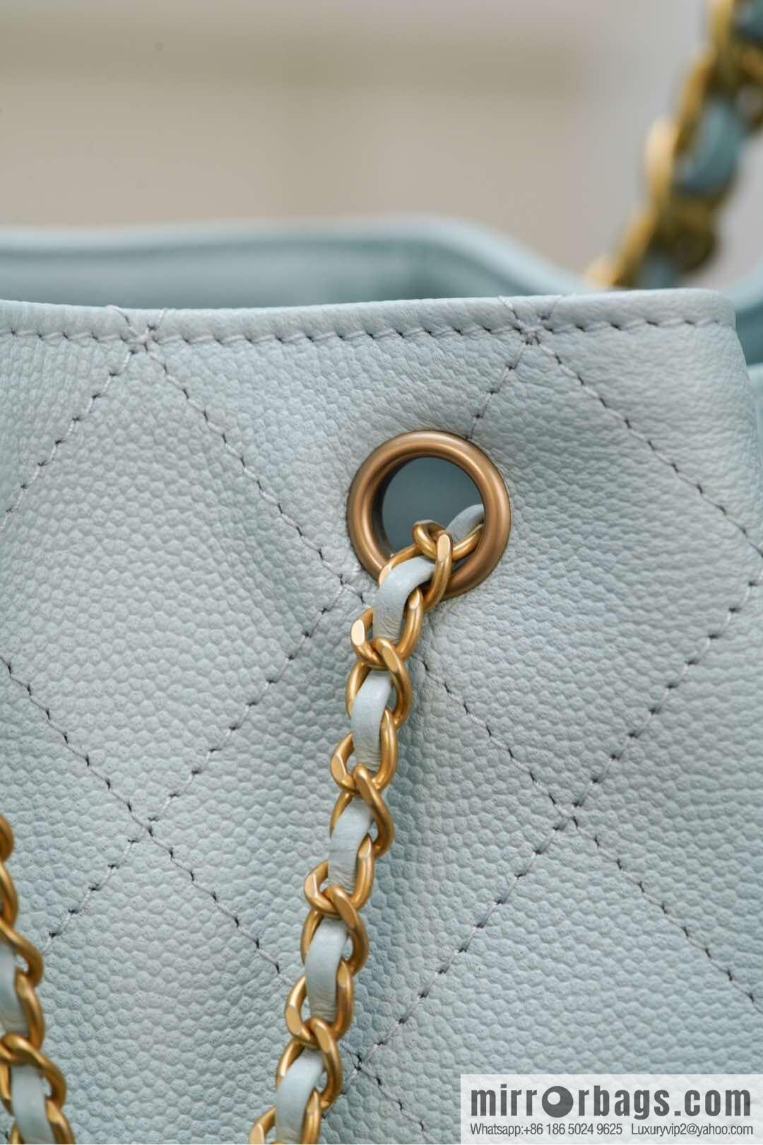 𝐂𝐡𝐚𝐧𝐞𝐥 𝟐𝟓𝐬 𝐬𝐦𝐚𝐥𝐥 𝐡𝐨𝐛𝐨 Drawstring Bucket Bag, Tiffany Blue 💙 S AS5293