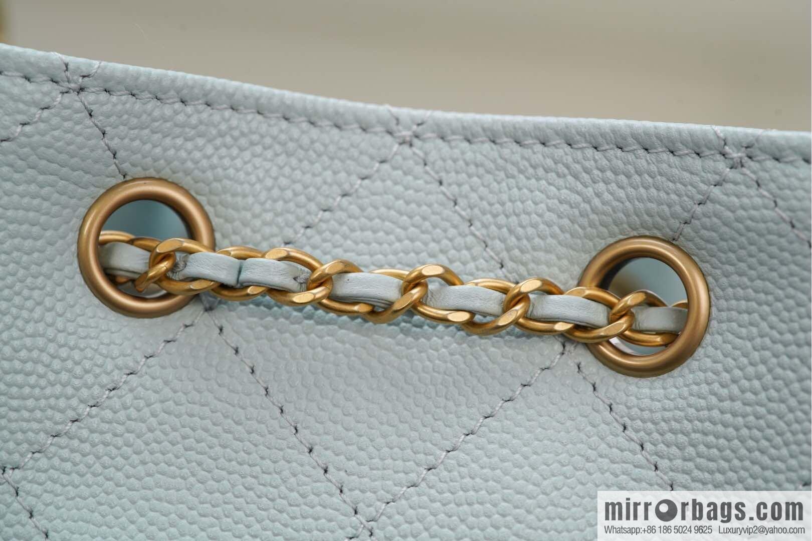 𝐂𝐡𝐚𝐧𝐞𝐥 𝟐𝟓𝐬 𝐬𝐦𝐚𝐥𝐥 𝐡𝐨𝐛𝐨 Drawstring Bucket Bag, Tiffany Blue 💙 S AS5293