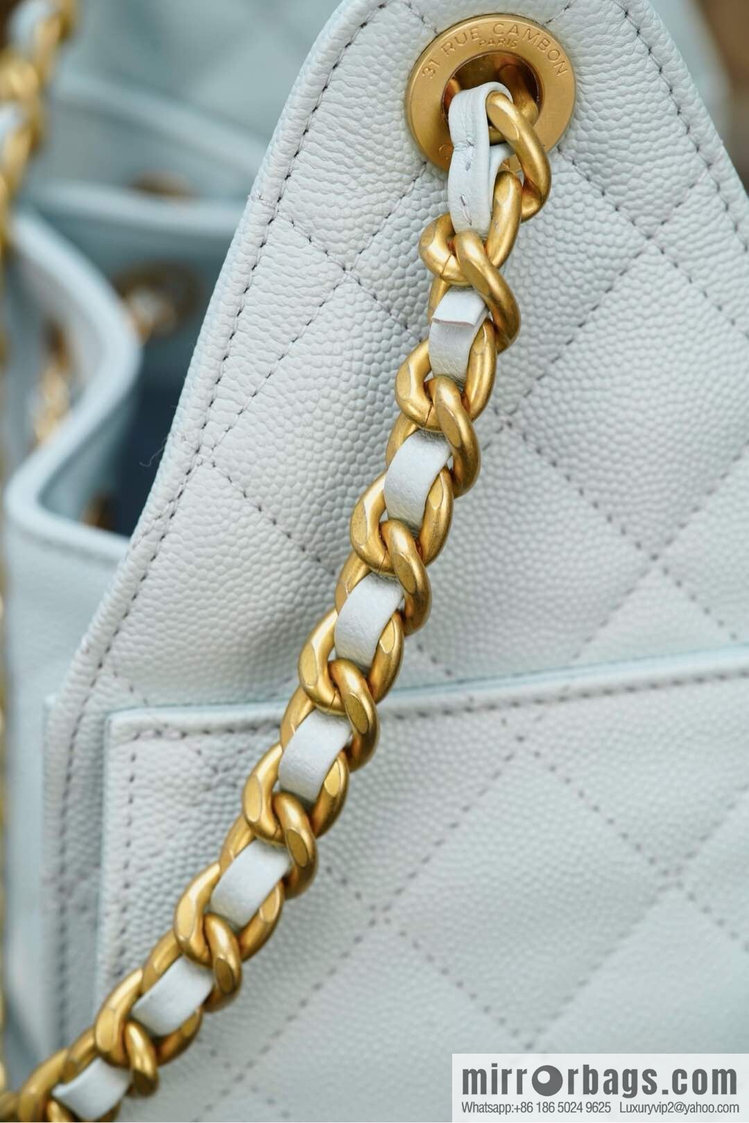 𝐂𝐡𝐚𝐧𝐞𝐥 𝟐𝟓𝐬 𝐬𝐦𝐚𝐥𝐥 𝐡𝐨𝐛𝐨 Drawstring Bucket Bag, Tiffany Blue 💙 S AS5293