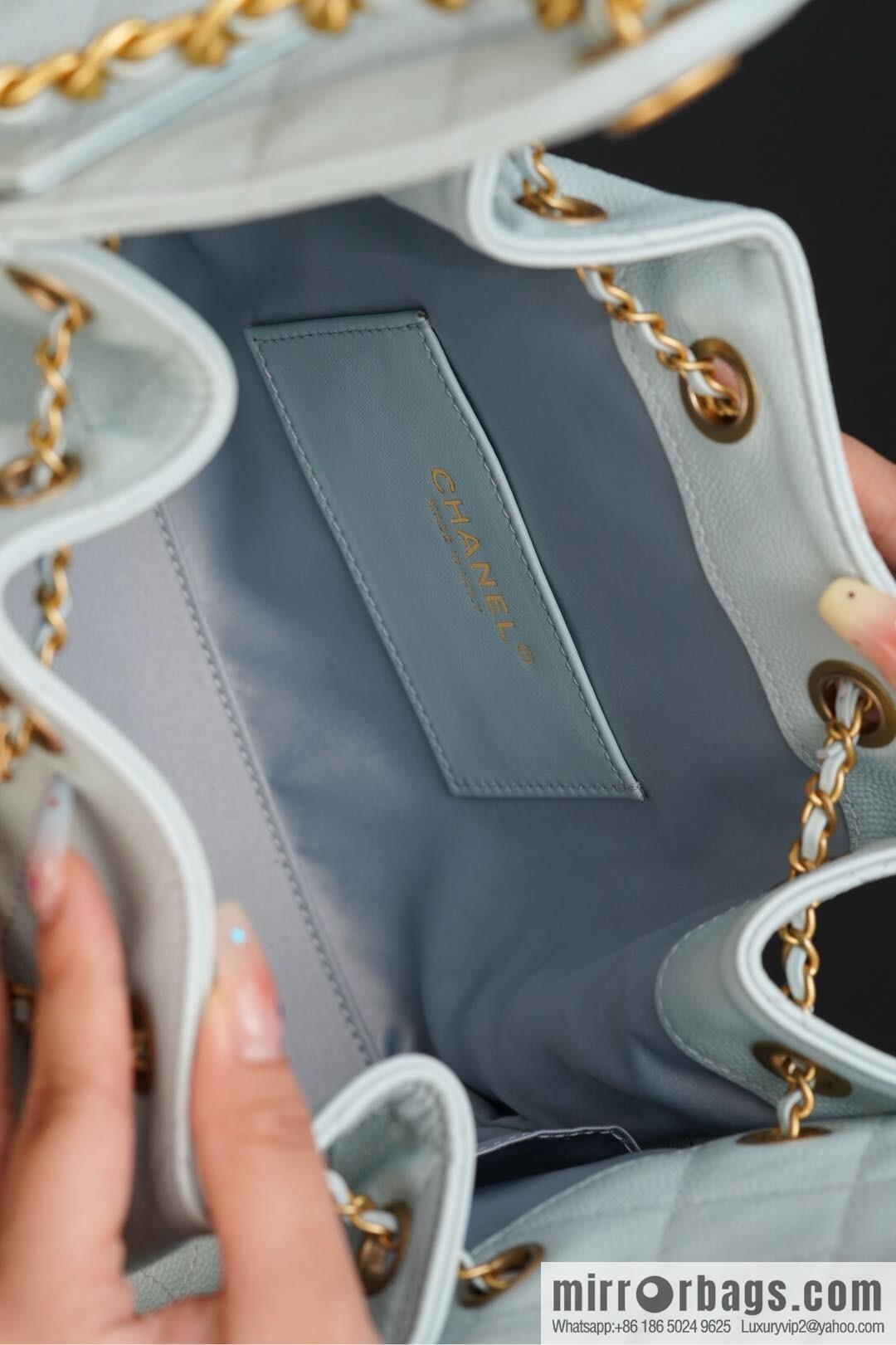 𝐂𝐡𝐚𝐧𝐞𝐥 𝟐𝟓𝐬 𝐬𝐦𝐚𝐥𝐥 𝐡𝐨𝐛𝐨 Drawstring Bucket Bag, Tiffany Blue 💙 S AS5293