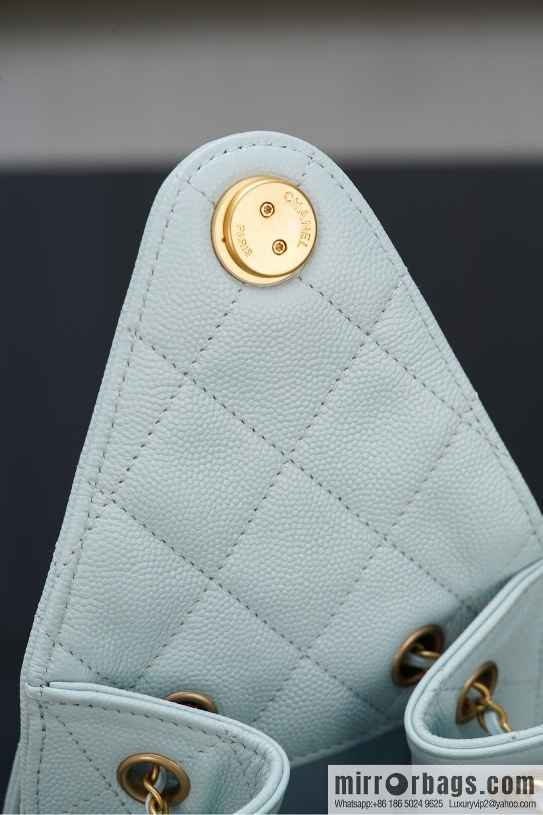 𝐂𝐡𝐚𝐧𝐞𝐥 𝟐𝟓𝐬 𝐬𝐦𝐚𝐥𝐥 𝐡𝐨𝐛𝐨 Drawstring Bucket Bag, Tiffany Blue 💙 S AS5293