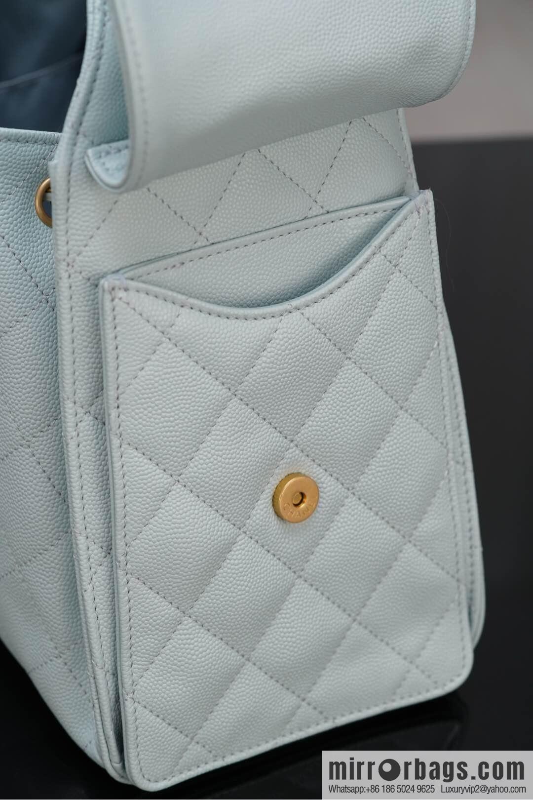 𝐂𝐡𝐚𝐧𝐞𝐥 𝟐𝟓𝐬 𝐬𝐦𝐚𝐥𝐥 𝐡𝐨𝐛𝐨 Drawstring Bucket Bag, Tiffany Blue 💙 S AS5293