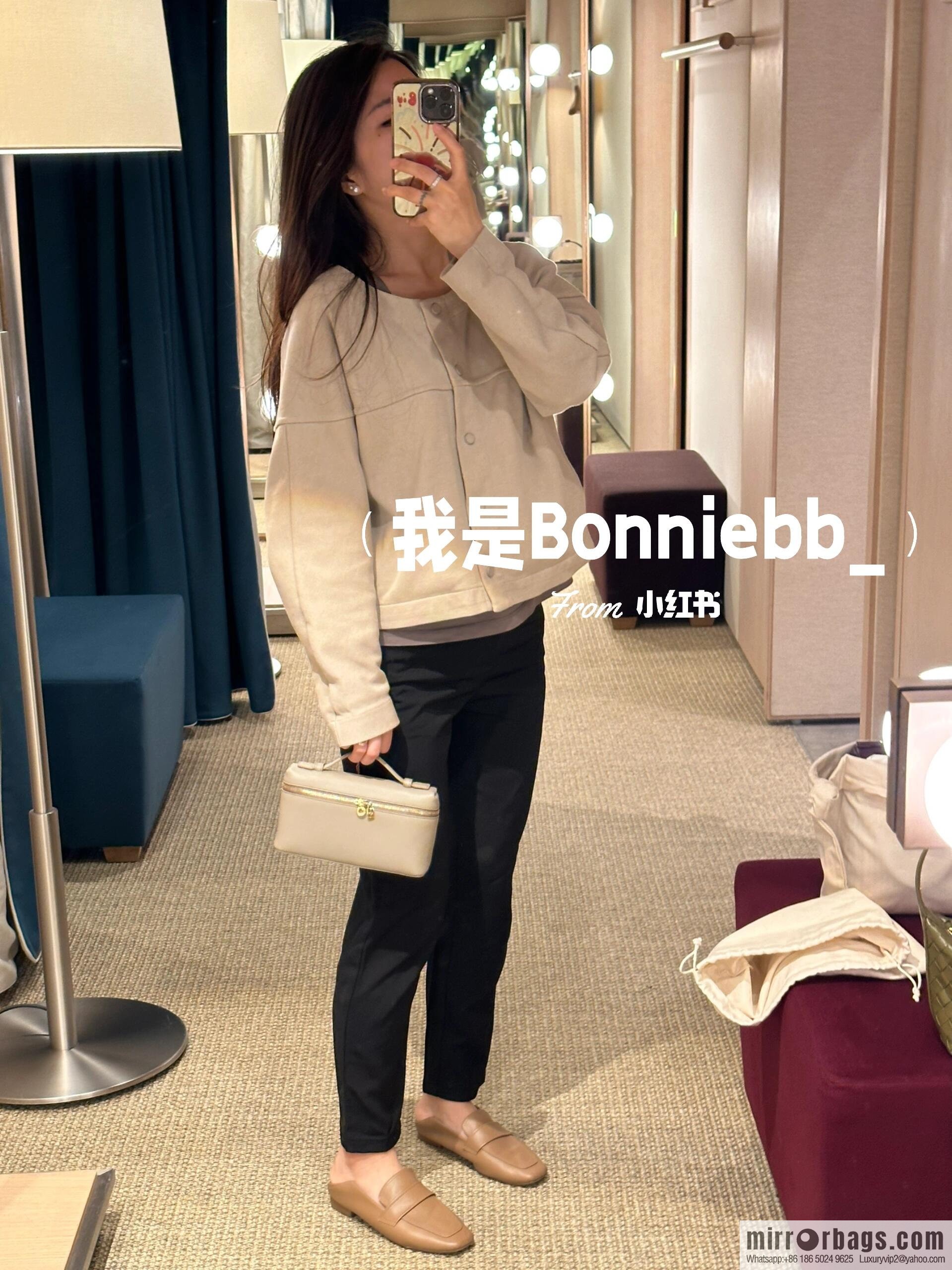 Loro Piana 2nd Generation Extra Pocket L19 Clutch Bag FAN4046 Milk Grey Gold Buckle