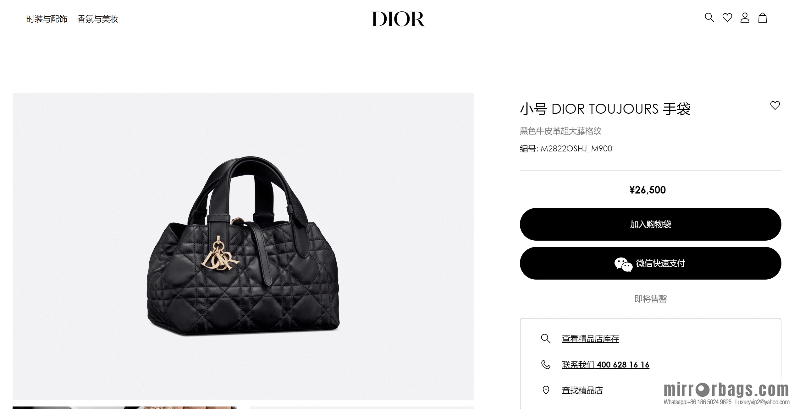 Small DIOR TOUJOURS handbag M2822OSHJ_M900