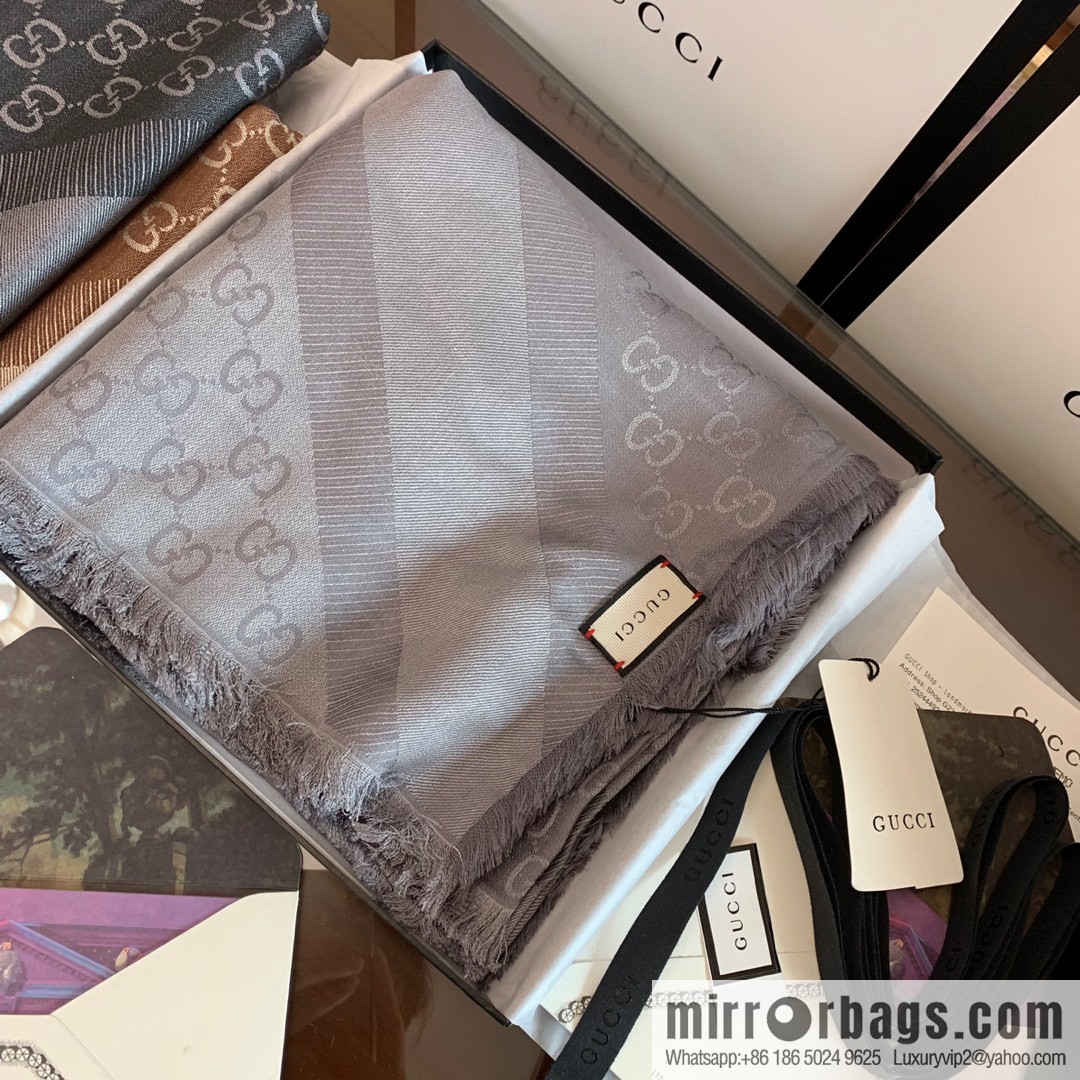GUCCI Gucci letter pattern 100% silk wool scarf
