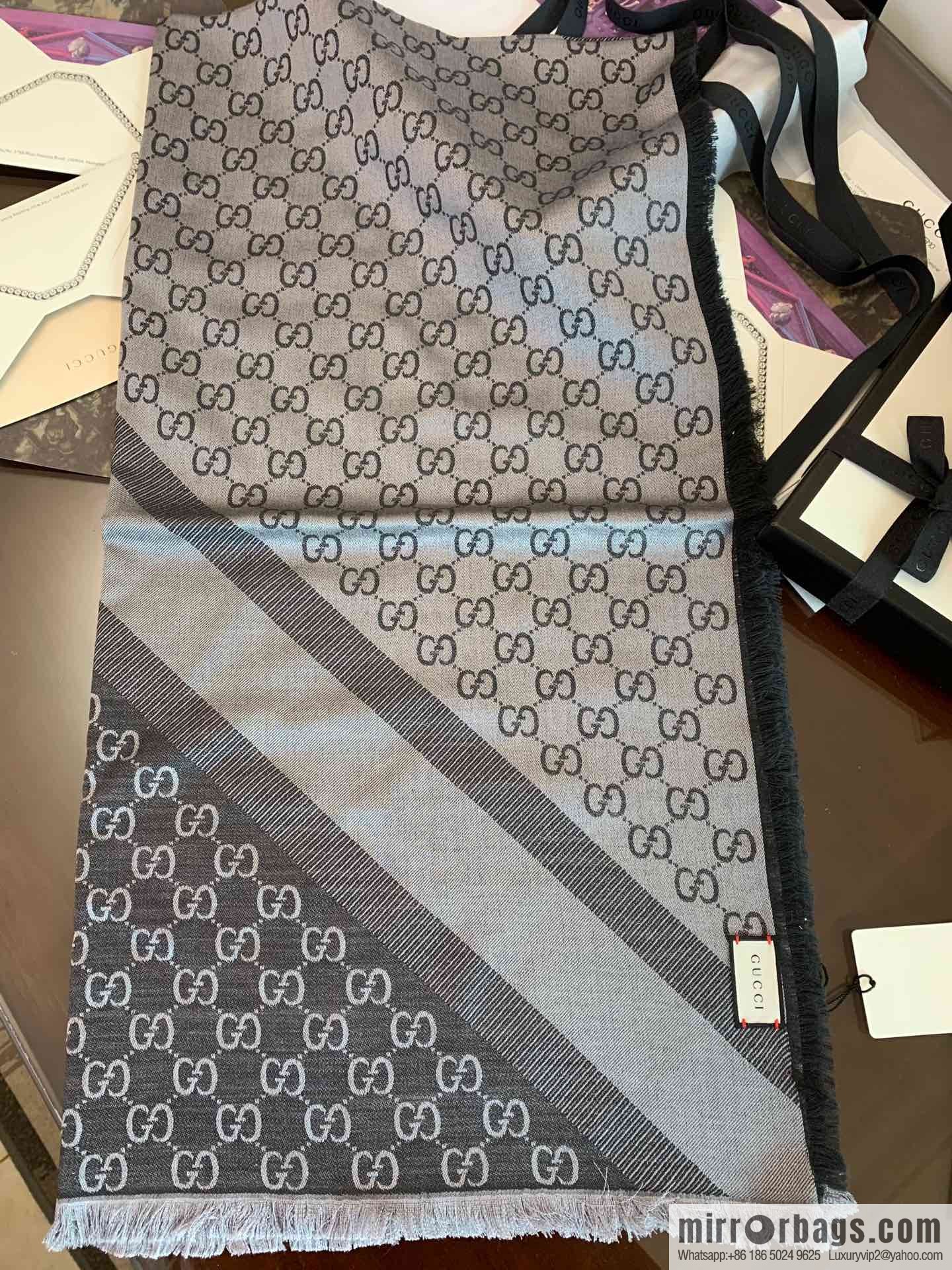GUCCI Gucci letter pattern 100% silk wool scarf