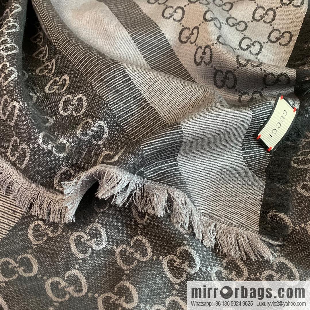 GUCCI Gucci letter pattern 100% silk wool scarf