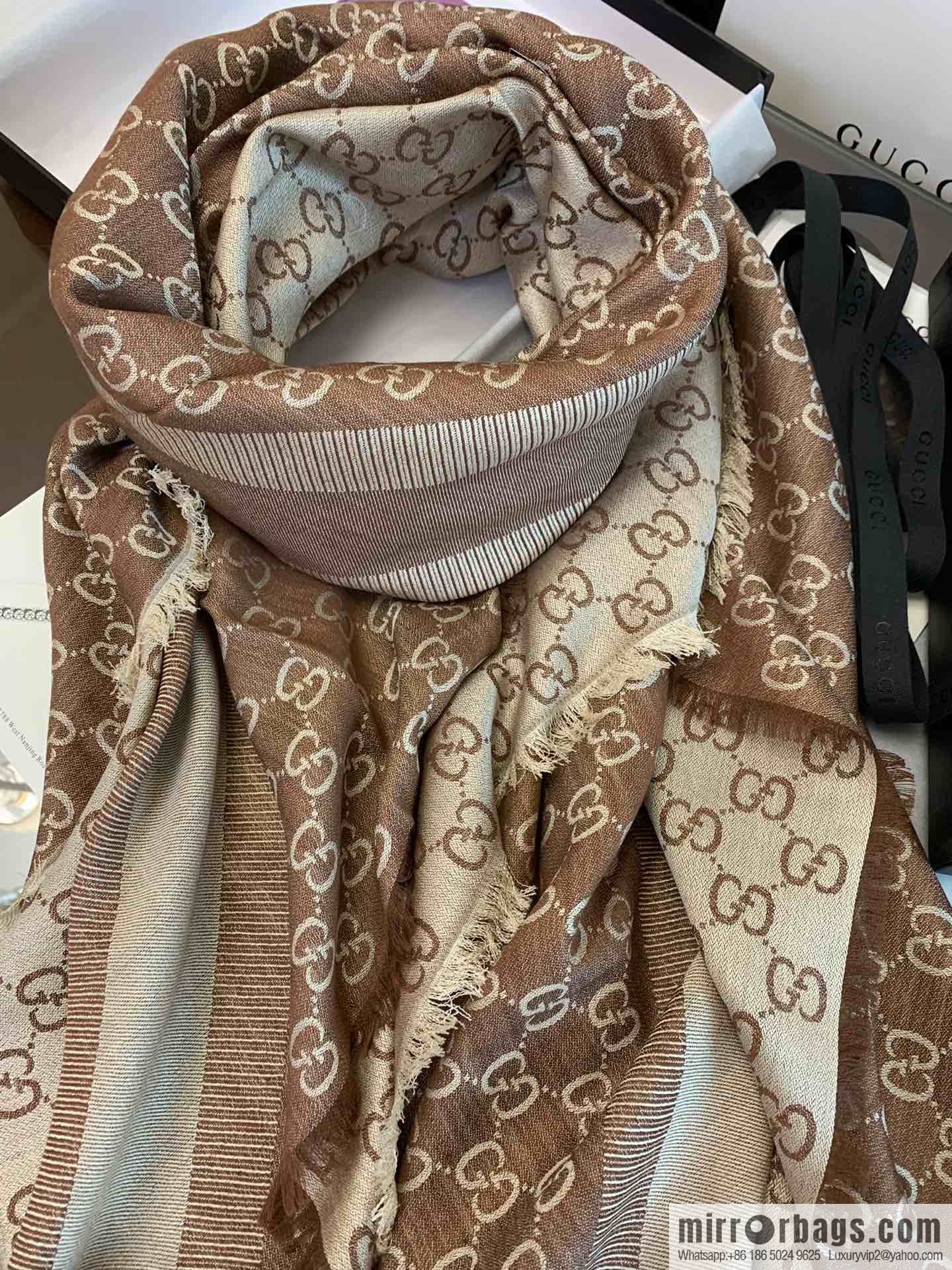 GUCCI Gucci letter pattern 100% silk wool scarf