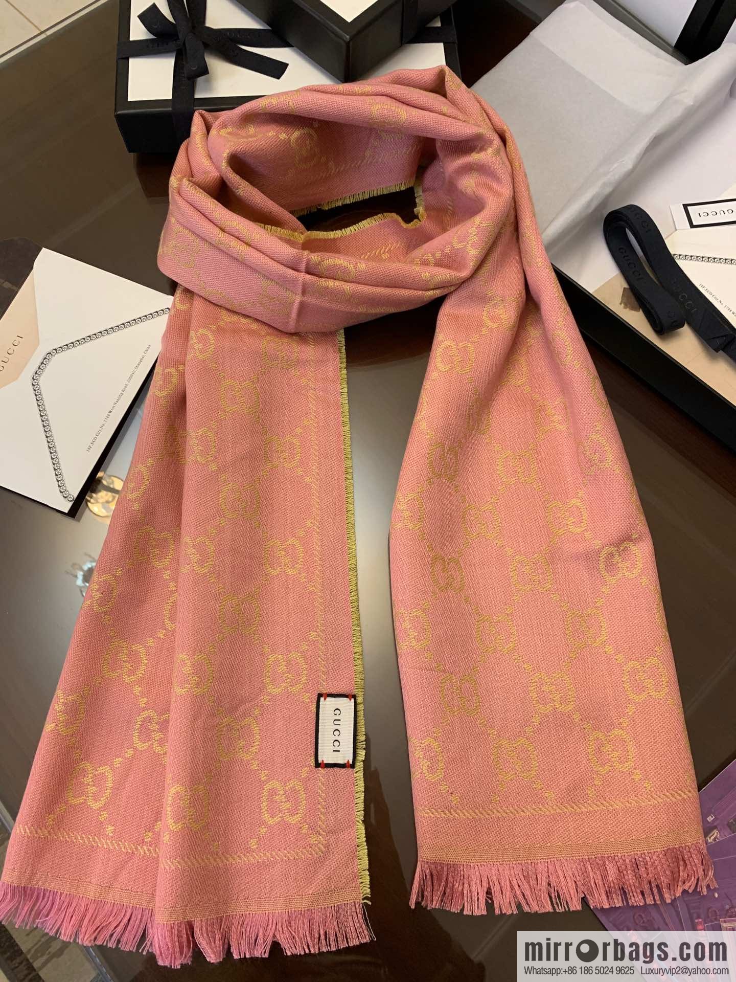 GUCCI Gucci GG jacquard fringed double-sided jacquard wool scarf
