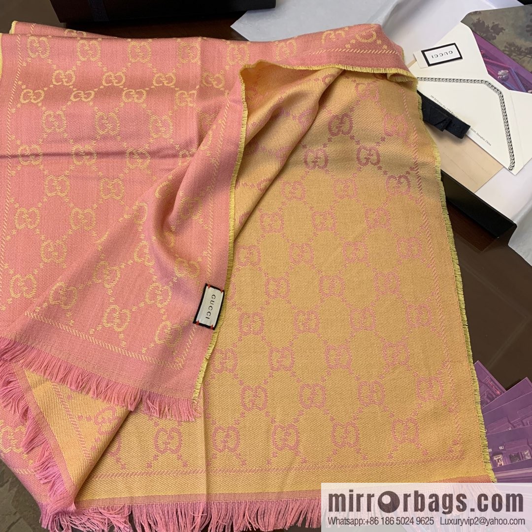 GUCCI Gucci GG jacquard fringed double-sided jacquard wool scarf