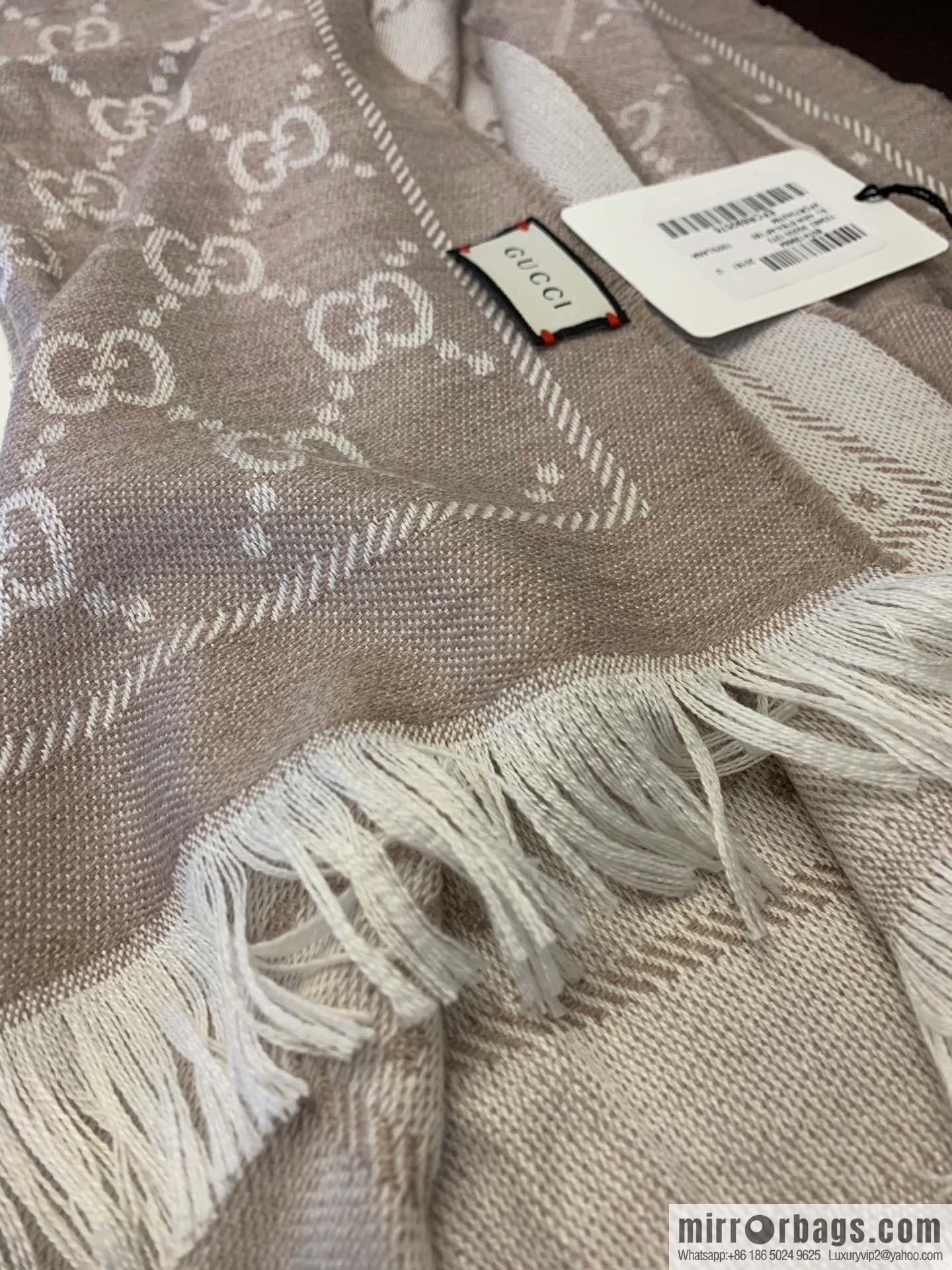 GUCCI Gucci GG jacquard fringed double-sided jacquard wool scarf