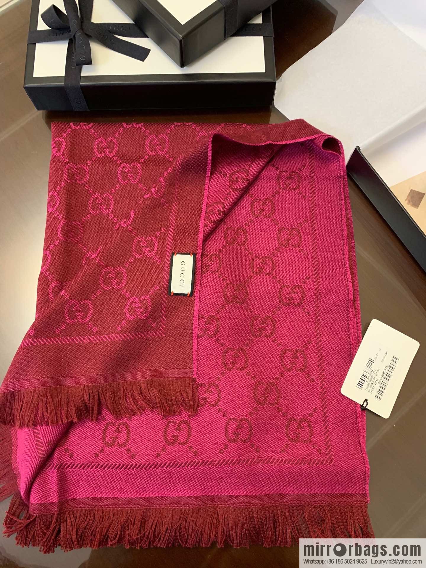 GUCCI Gucci GG jacquard fringed double-sided jacquard wool scarf