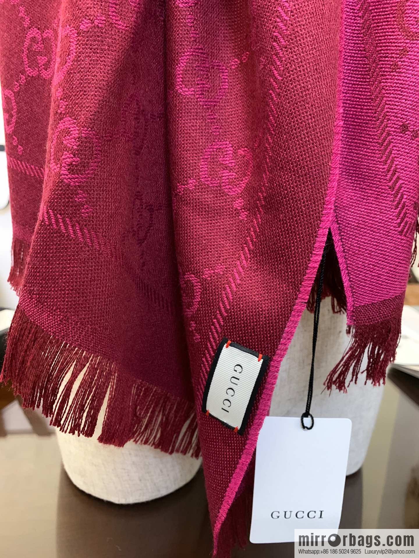 GUCCI Gucci GG jacquard fringed double-sided jacquard wool scarf