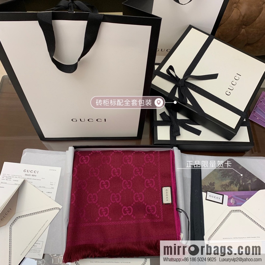 GUCCI Gucci GG jacquard fringed double-sided jacquard wool scarf