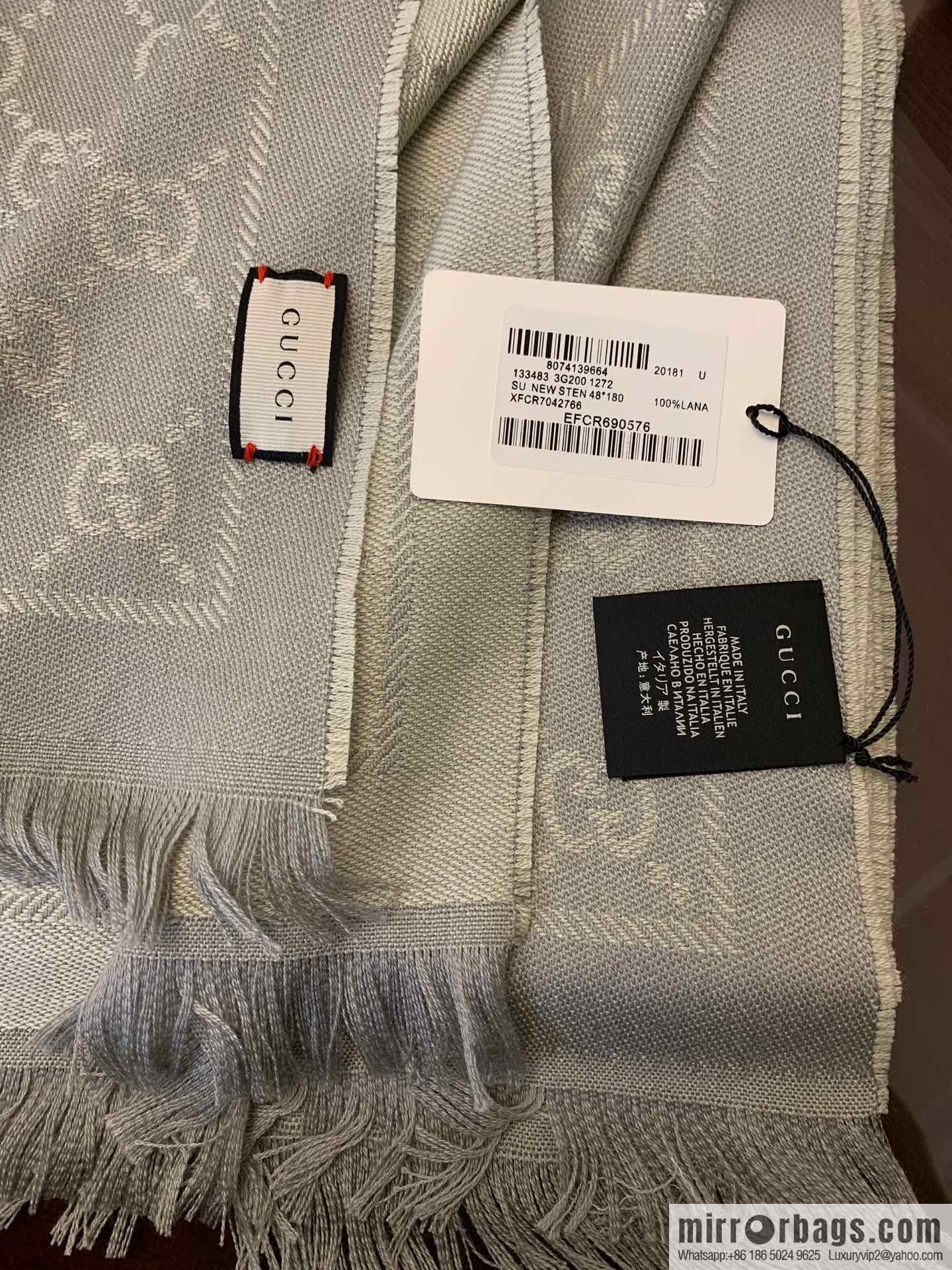 GUCCI Gucci GG jacquard fringed double-sided jacquard wool scarf