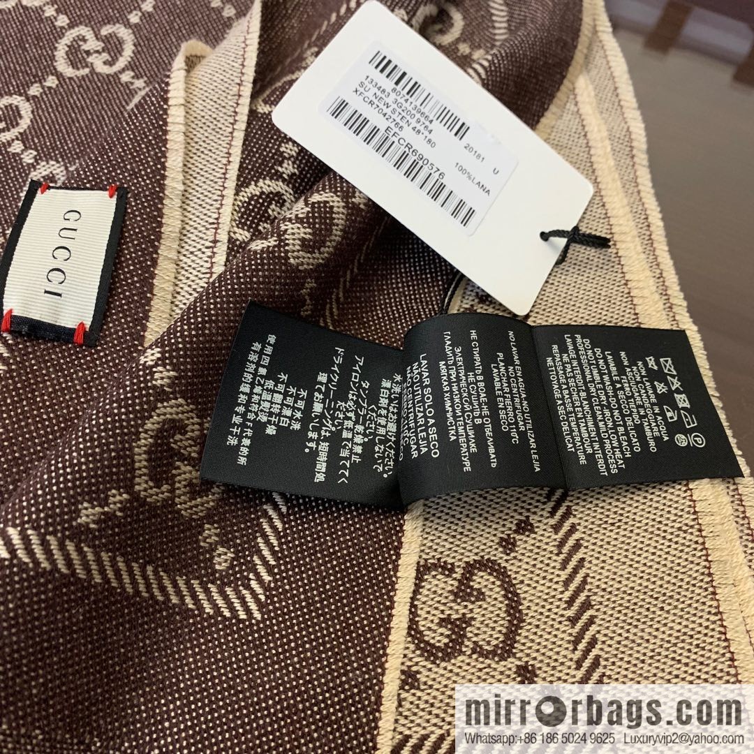 GUCCI Gucci GG jacquard fringed double-sided jacquard wool scarf