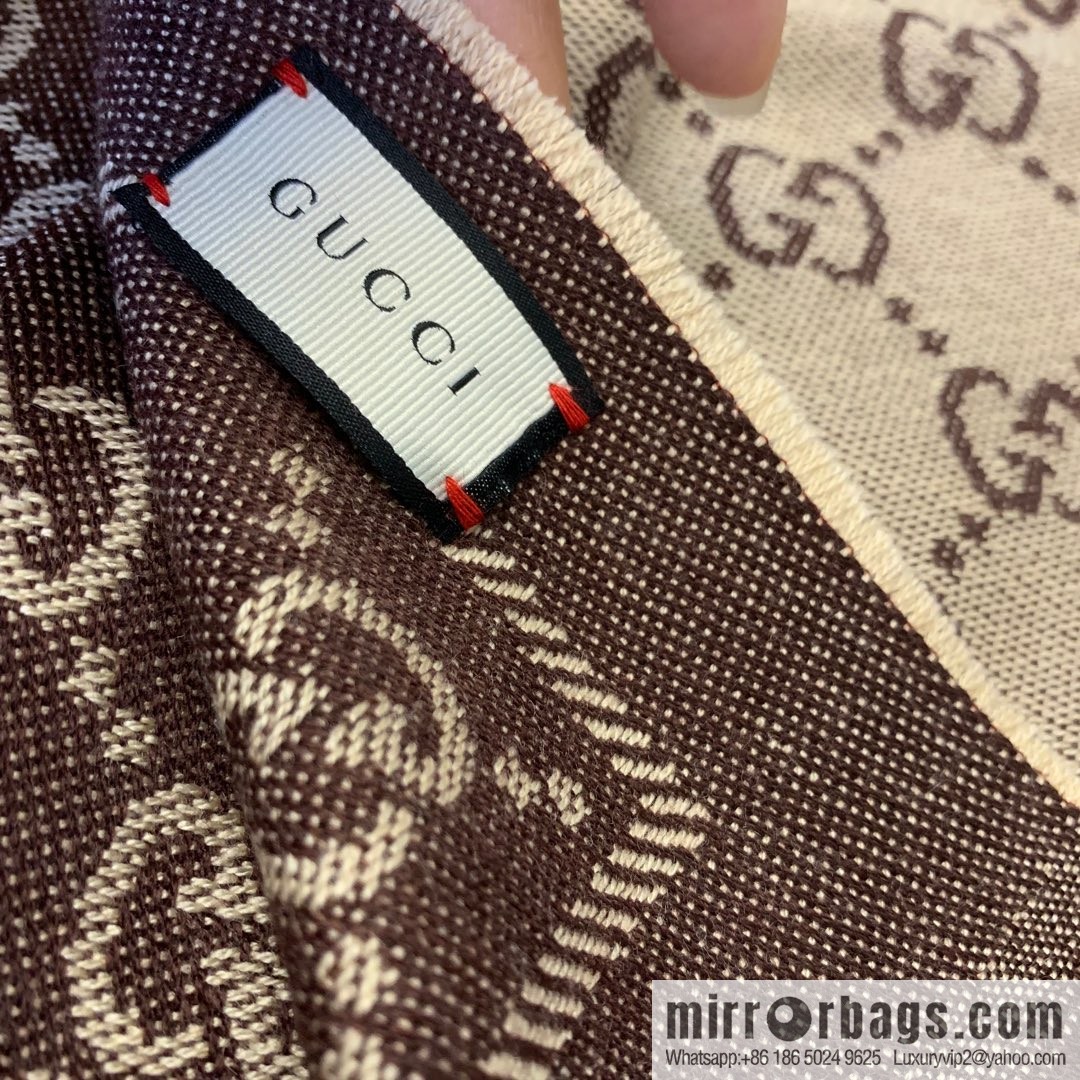 GUCCI Gucci GG jacquard fringed double-sided jacquard wool scarf