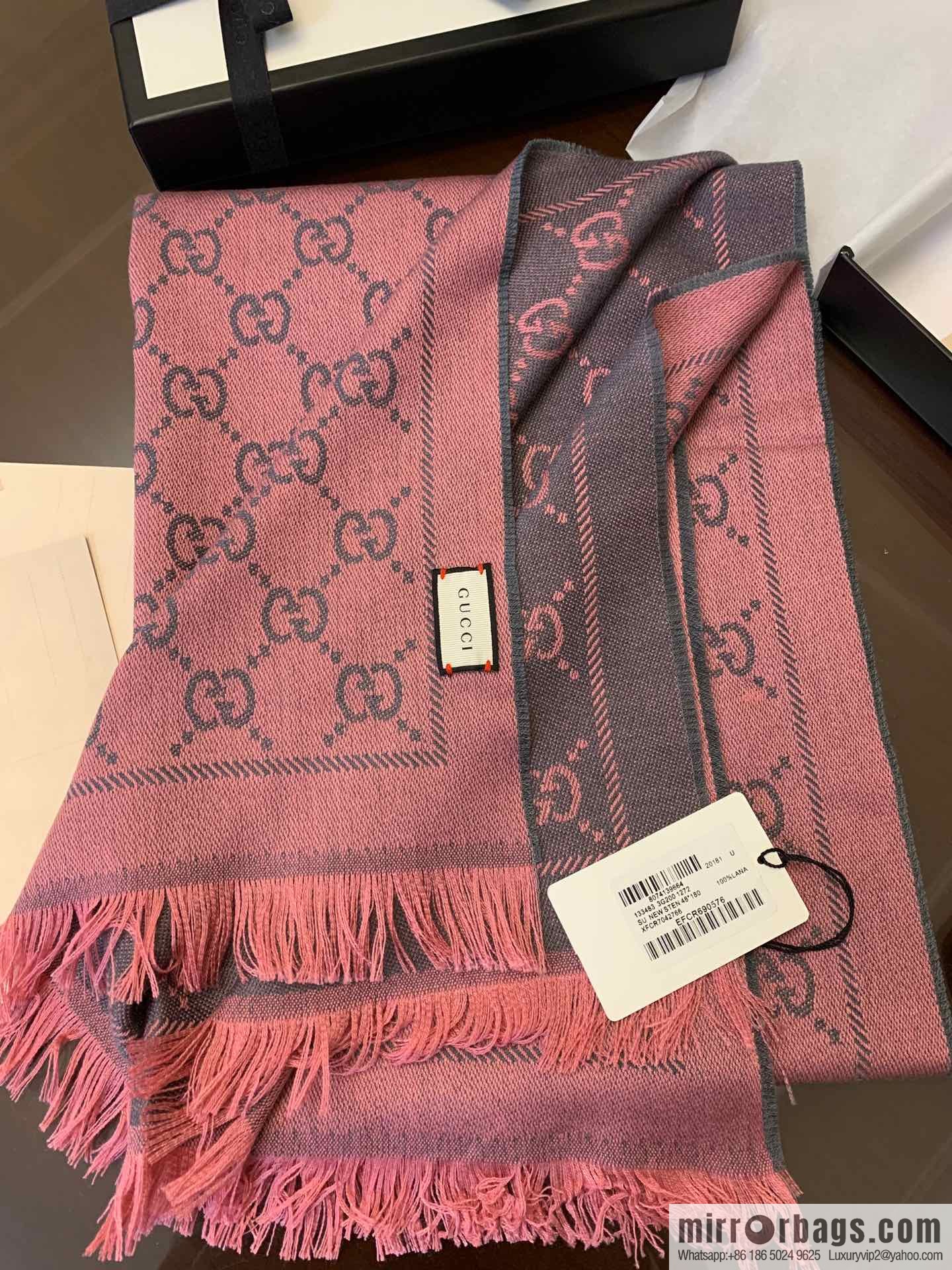 GUCCI Gucci GG jacquard fringed double-sided jacquard wool scarf