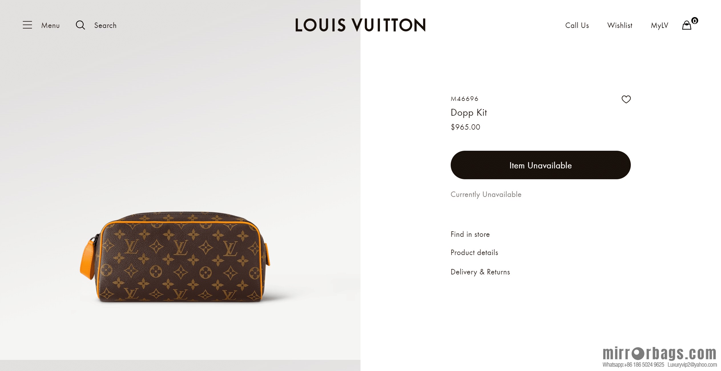 LV M46696 DOPP KIT toilet bag