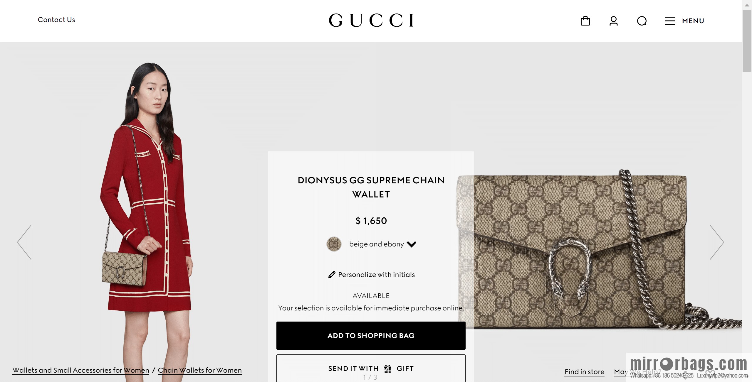 GUCCI Dionysus series GG Supreme canvas mini chain bag 401231 KHNSN 8642