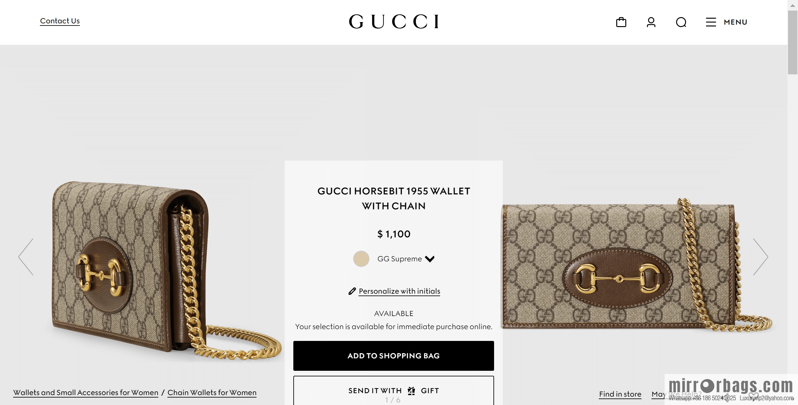 GUCCI Horsebit 1955 series chain strap wallet 621892 92TCG 8563