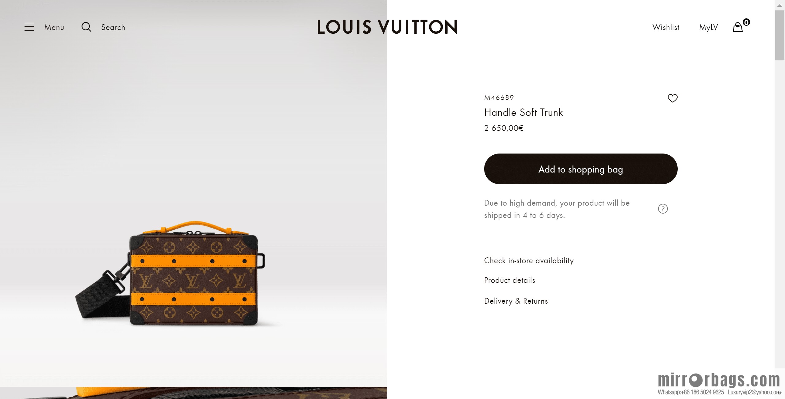 LV M46689 Handle Soft Trunk