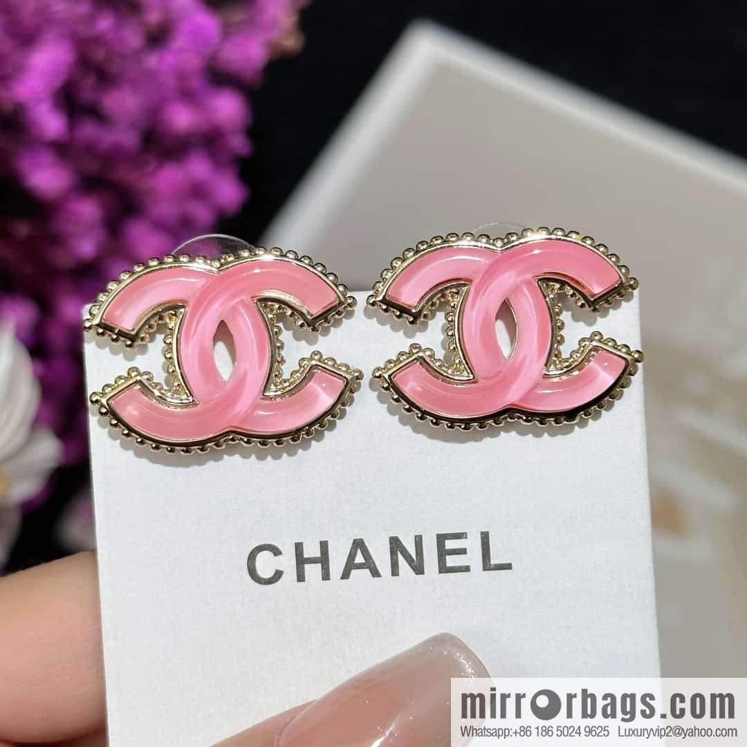 ❗️New ❗️ ☀️ new ☑️ Chanel c1 double c pink glazed stud earrings ☀️