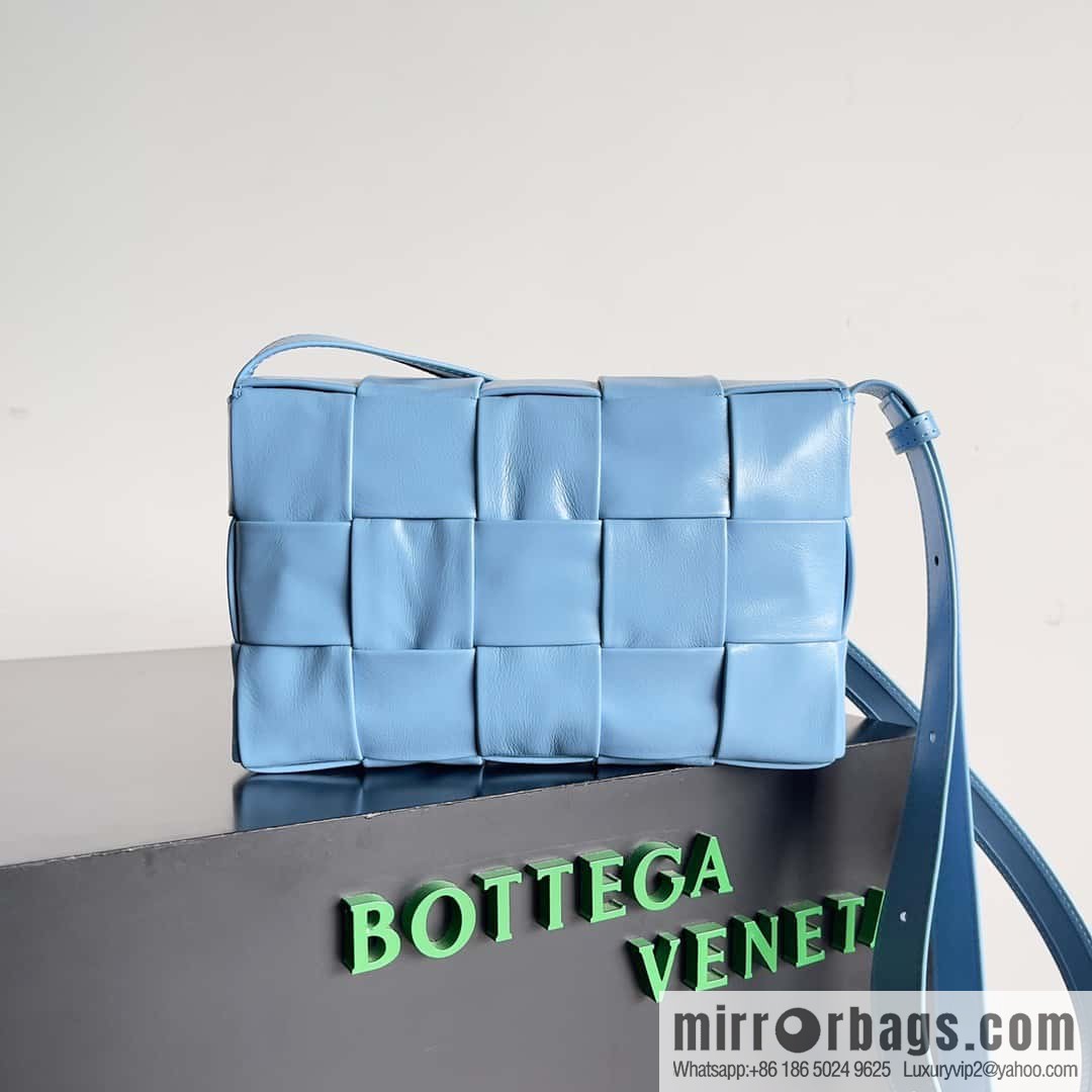 Top end: Bottega Veneta Cassette/Pillow Bag Model: 667298 Hurricane Blue