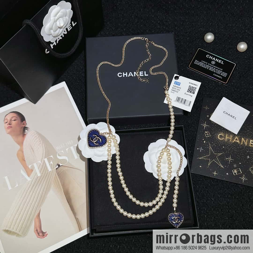 ❗️New ❗️ ☀️ new ☑️ Chanel double pearl denim peach heart love double C belt belt chain ☀️
