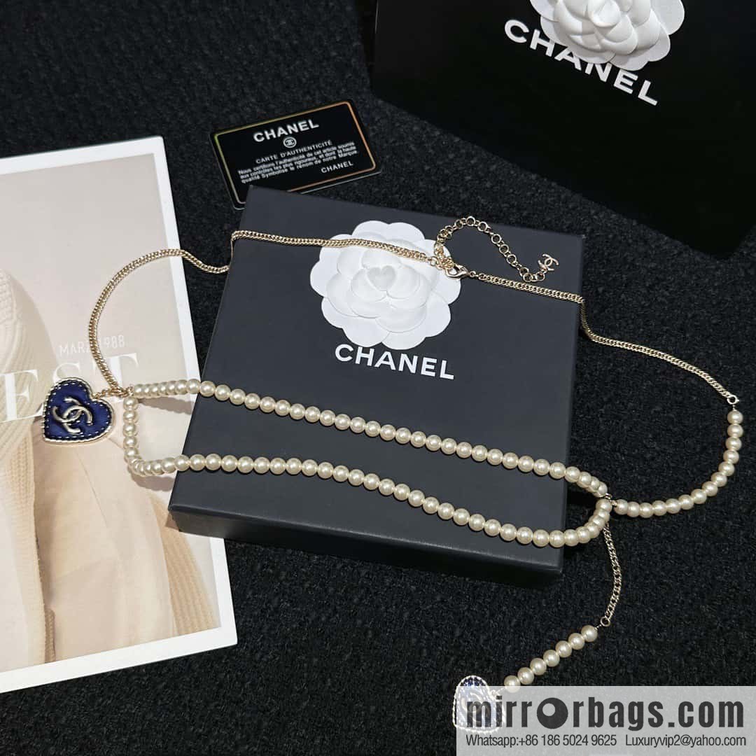 ❗️New ❗️ ☀️ new ☑️ Chanel double pearl denim peach heart love double C belt belt chain ☀️