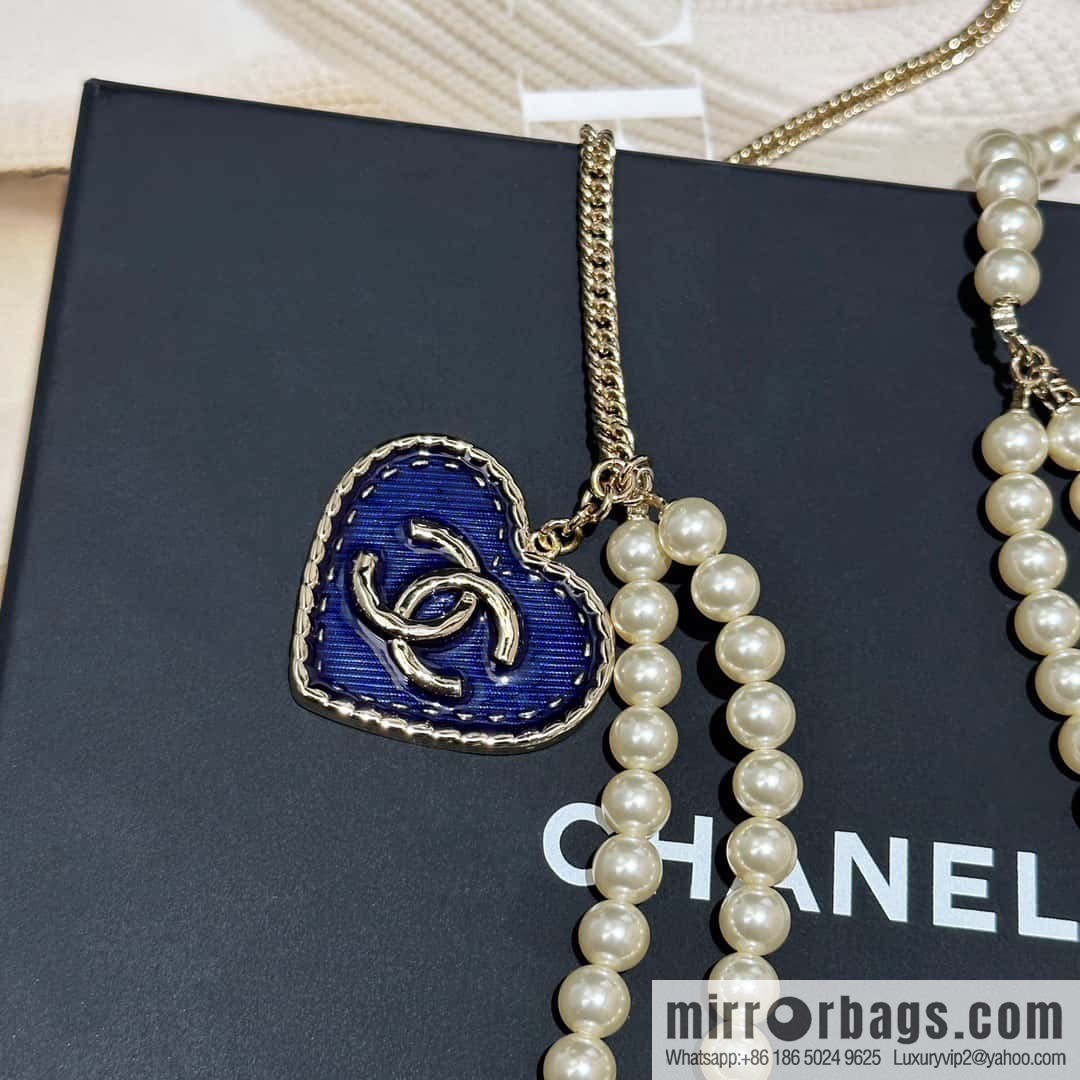 ❗️New ❗️ ☀️ new ☑️ Chanel double pearl denim peach heart love double C belt belt chain ☀️