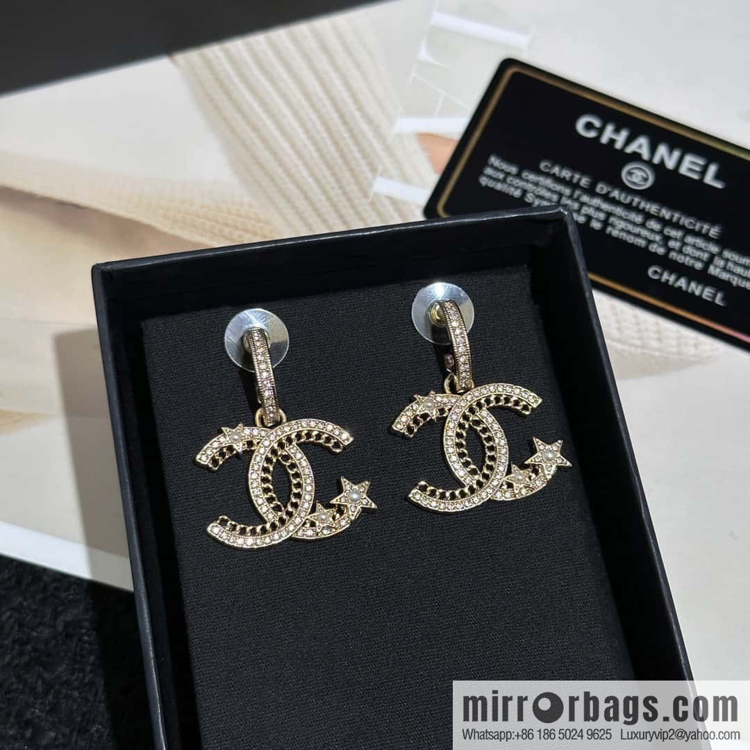 ❗️New ❗️☀️ new ☑️ chanel c2 double c hollow star ⭐ pentagram earrings ☀️