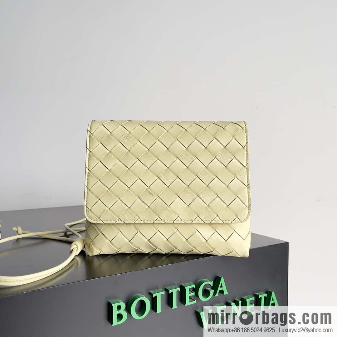 Bv new intrecciato weaving craft mini crossbody bag model number; 741897 ice cream color