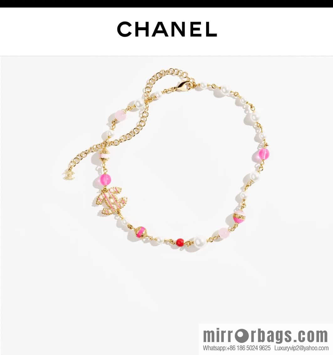 ❗️New ❗️☀️ New ☑️ Chanel Double C Vertical Bar Oil Drop Blue Pink Pearl Necklace ☀️