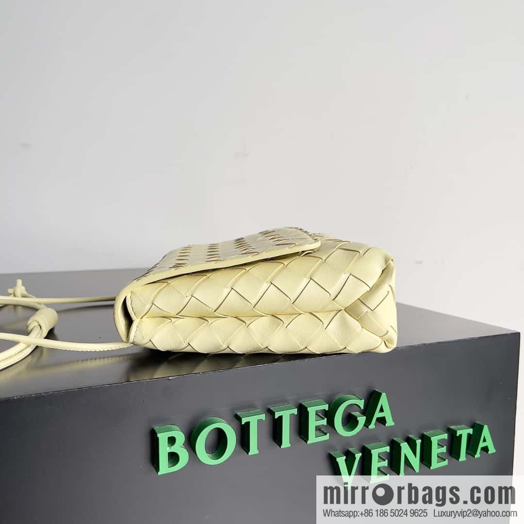 Bv new intrecciato weaving craft mini crossbody bag model number; 741897 ice cream color