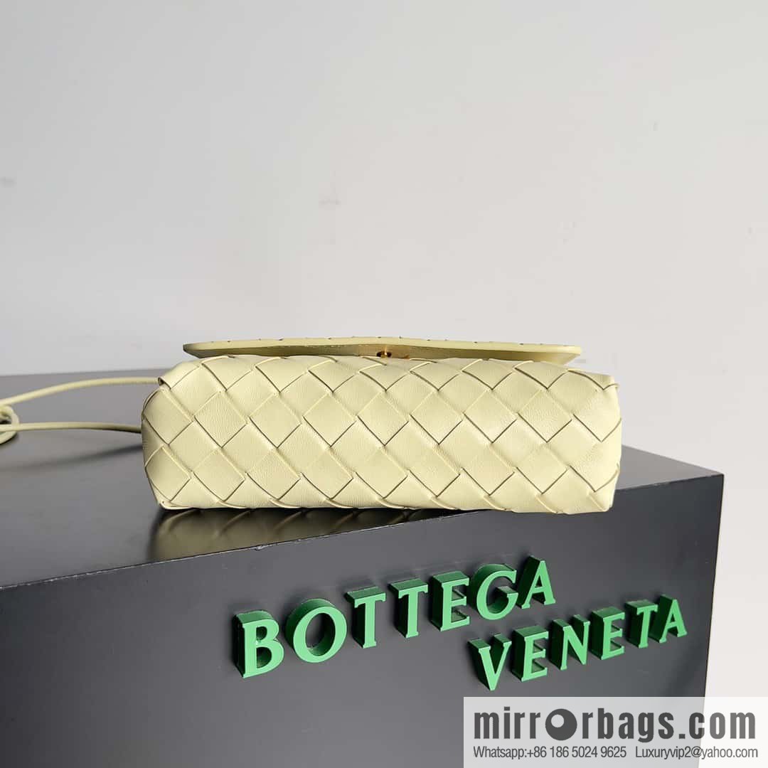 Bv new intrecciato weaving craft mini crossbody bag model number; 741897 ice cream color