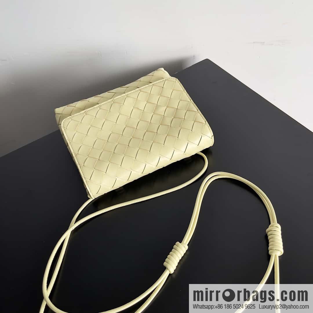 Bv new intrecciato weaving craft mini crossbody bag model number; 741897 ice cream color