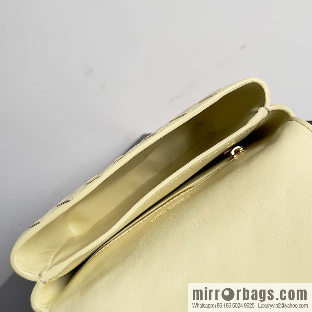 Bv new intrecciato weaving craft mini crossbody bag model number; 741897 ice cream color